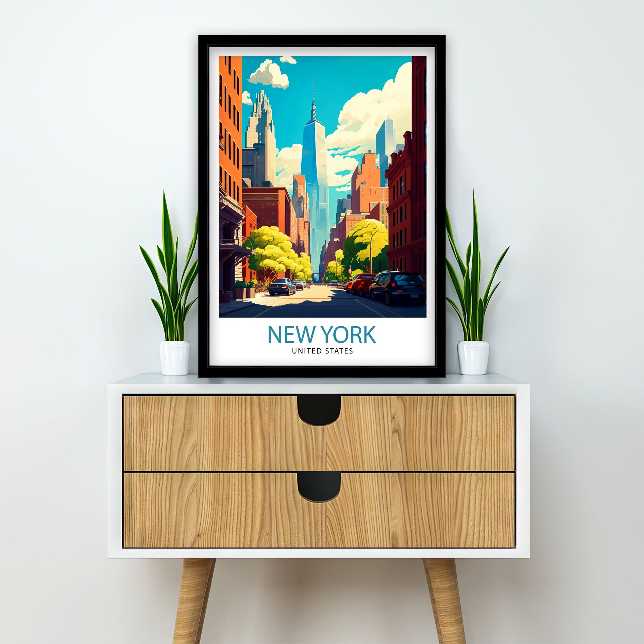 New York Cityscape Print | NYC Travel Poster, Home Decor