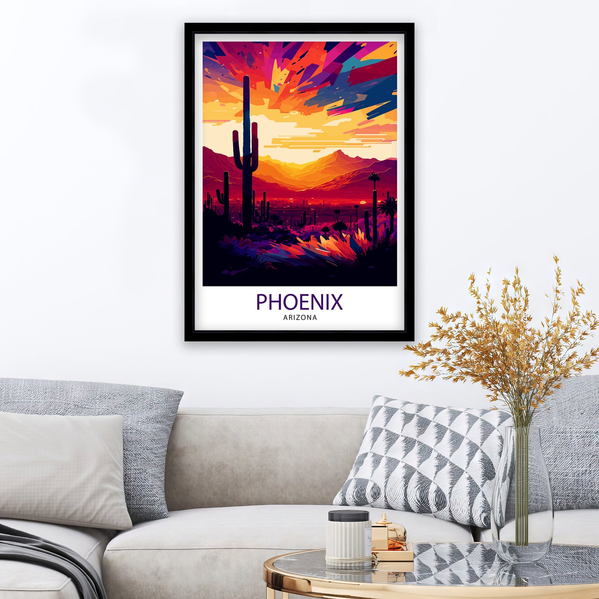 Phoenix Arizona Art Print | Colorful Desert Illustration