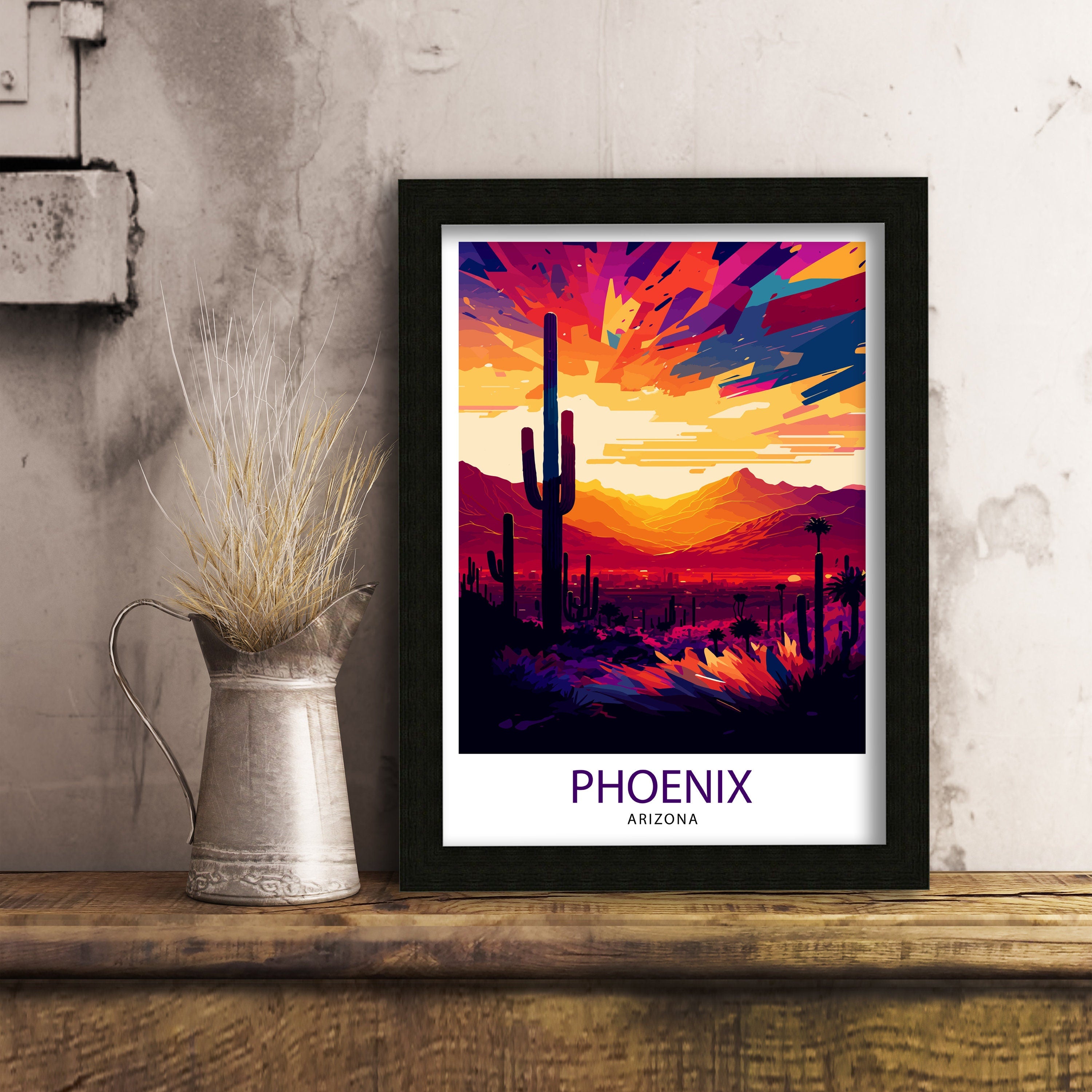 Phoenix Arizona Art Print | Colorful Desert Illustration
