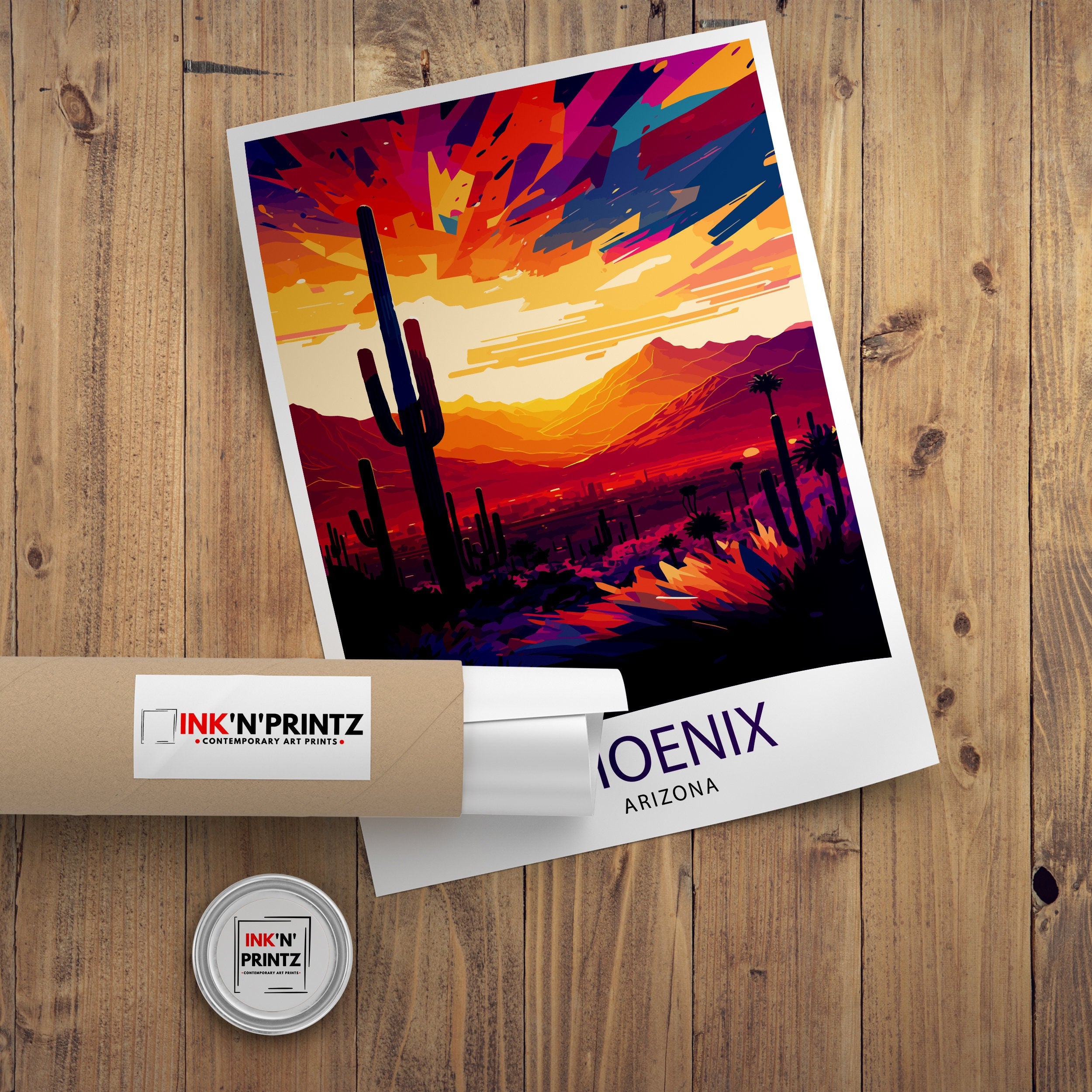 Phoenix Arizona Art Print | Colorful Desert Illustration