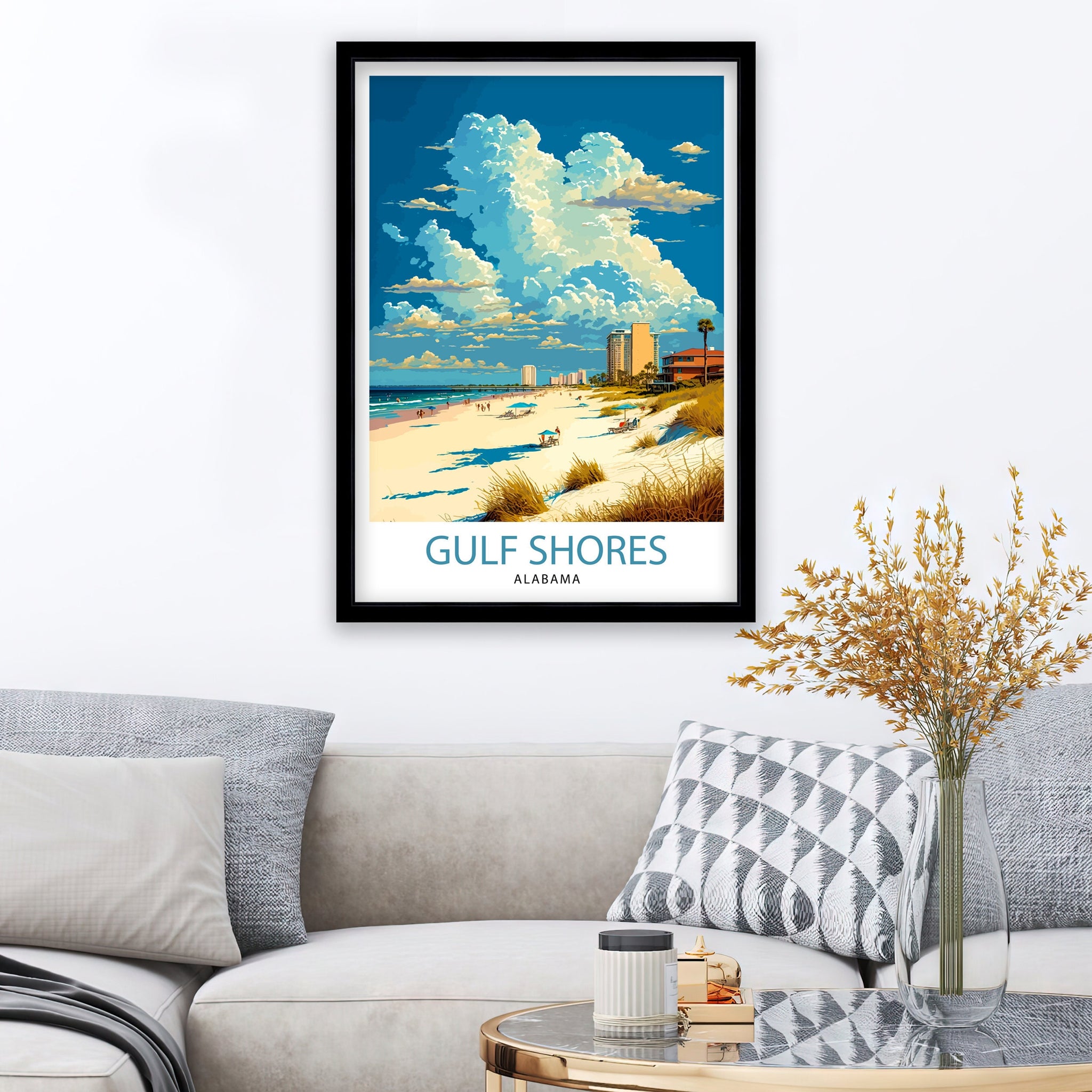 Gulf Shores Alabama Travel Print| Gulf Shores Wall Art Alabama Beach Print Gulf Shores Beach Decor Gulf Shores Alabama Illustration Gulf