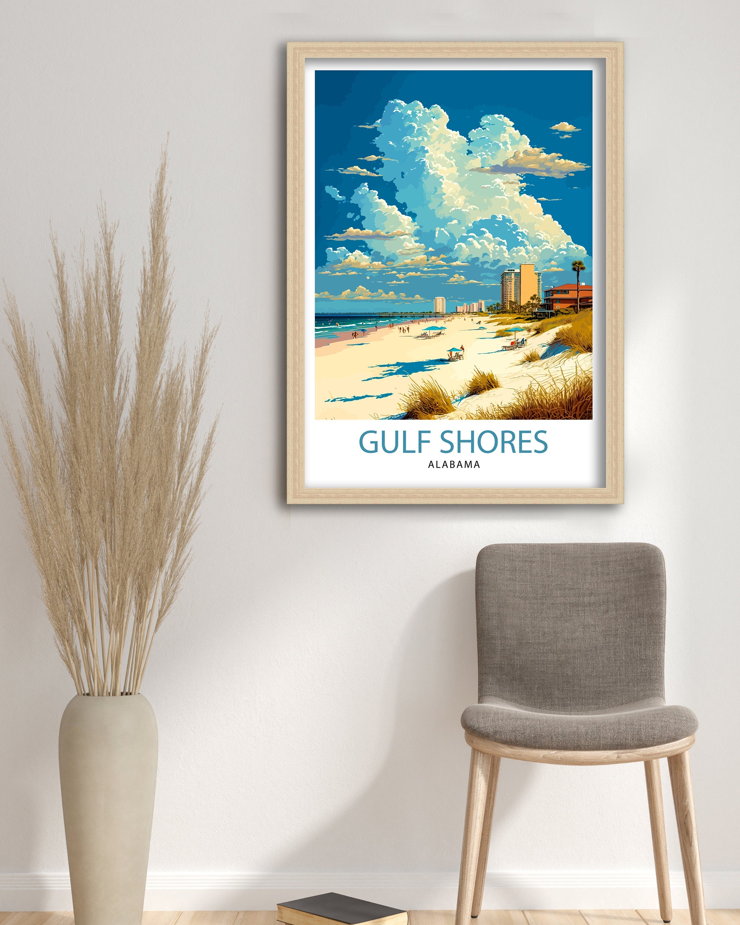 Gulf Shores Alabama Travel Print| Gulf Shores Wall Art Alabama Beach Print Gulf Shores Beach Decor Gulf Shores Alabama Illustration Gulf