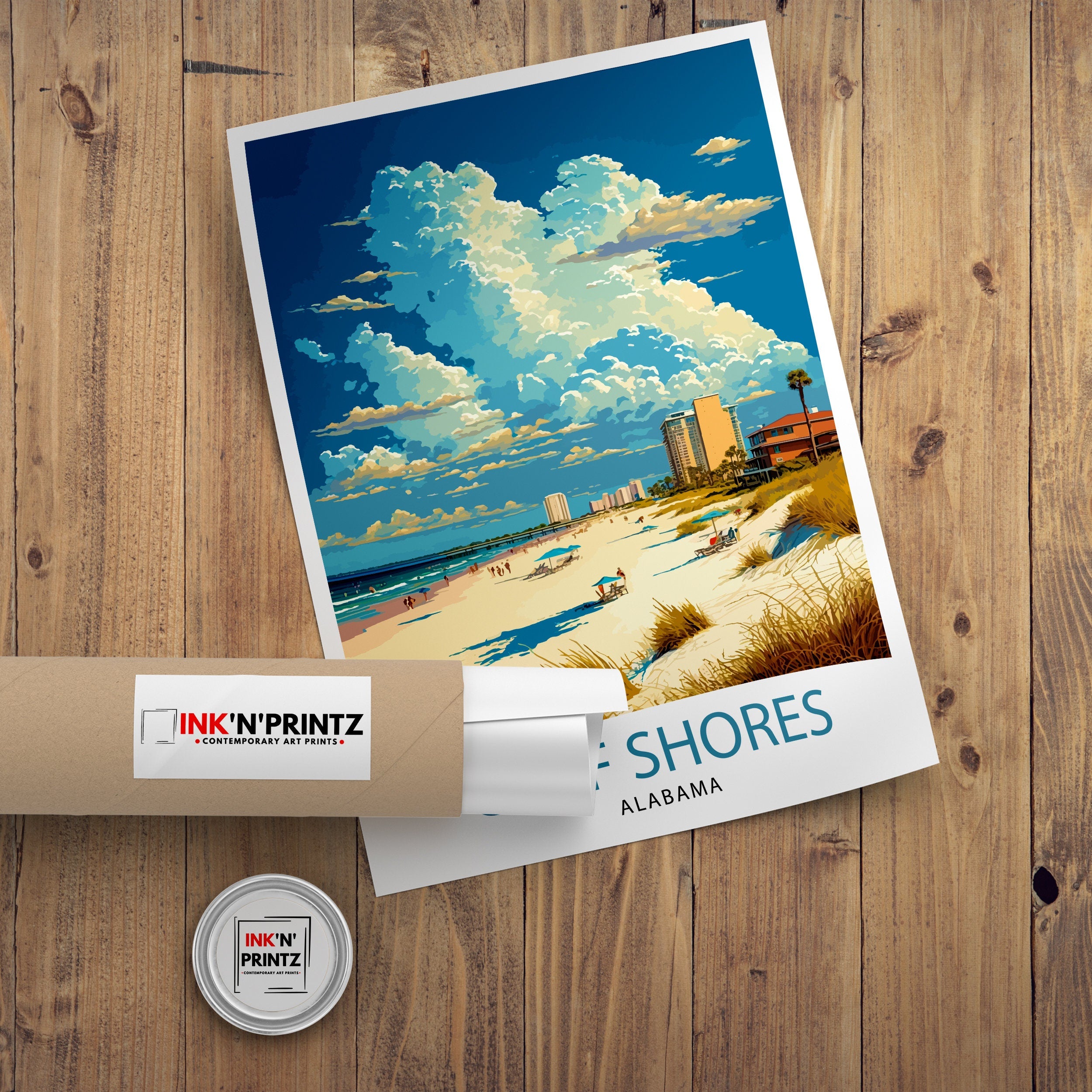 Gulf Shores Alabama Travel Print| Gulf Shores Wall Art Alabama Beach Print Gulf Shores Beach Decor Gulf Shores Alabama Illustration Gulf