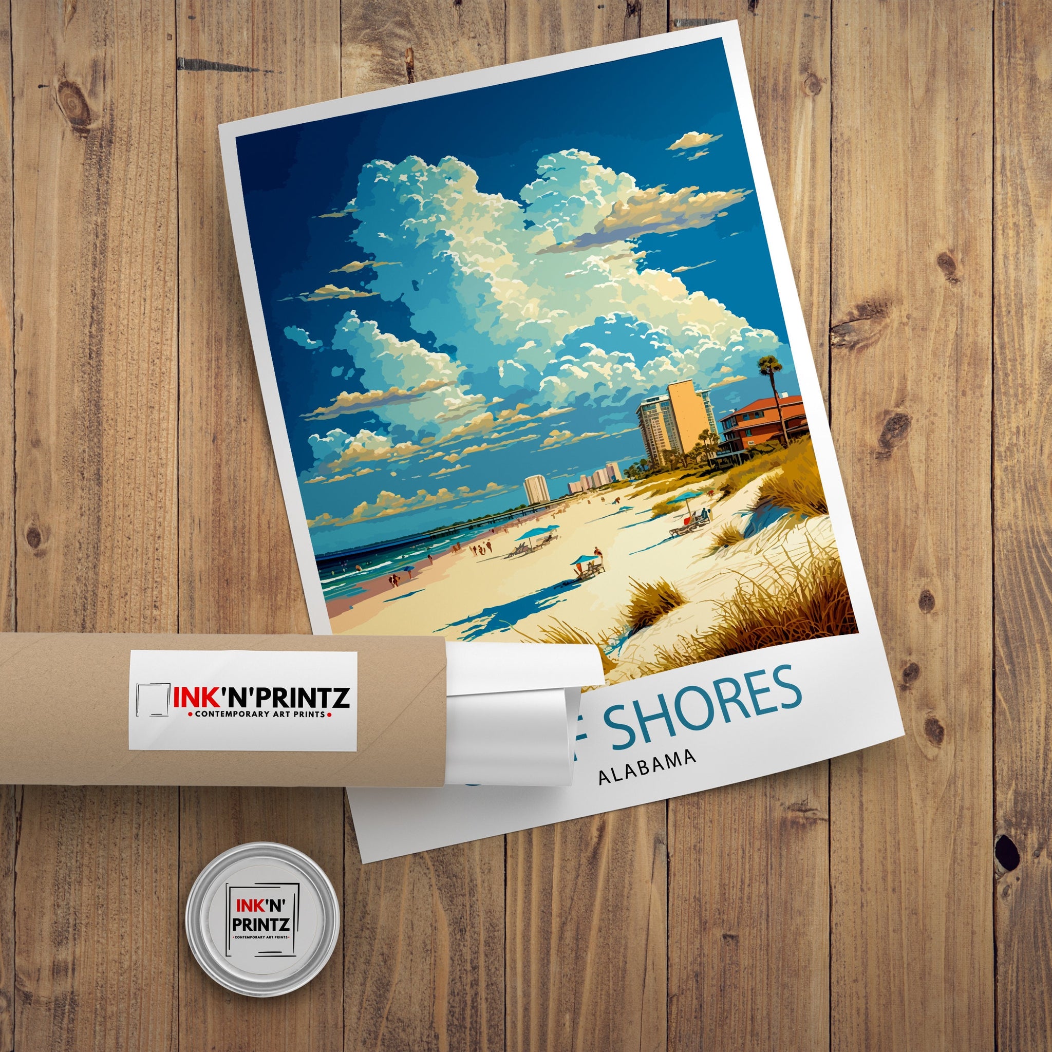 Gulf Shores Alabama Travel Print| Gulf Shores Wall Art Alabama Beach Print Gulf Shores Beach Decor Gulf Shores Alabama Illustration Gulf