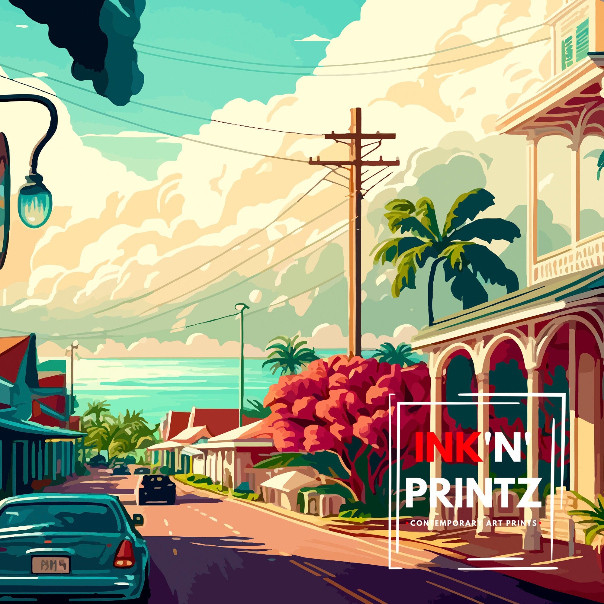 Lahaina Hawaii Travel Print Lahaina Wall Decor Hawaii Illustration Lahaina Maui Travel Poster Lahaina Hawaii Gift Hawaii Home Decor