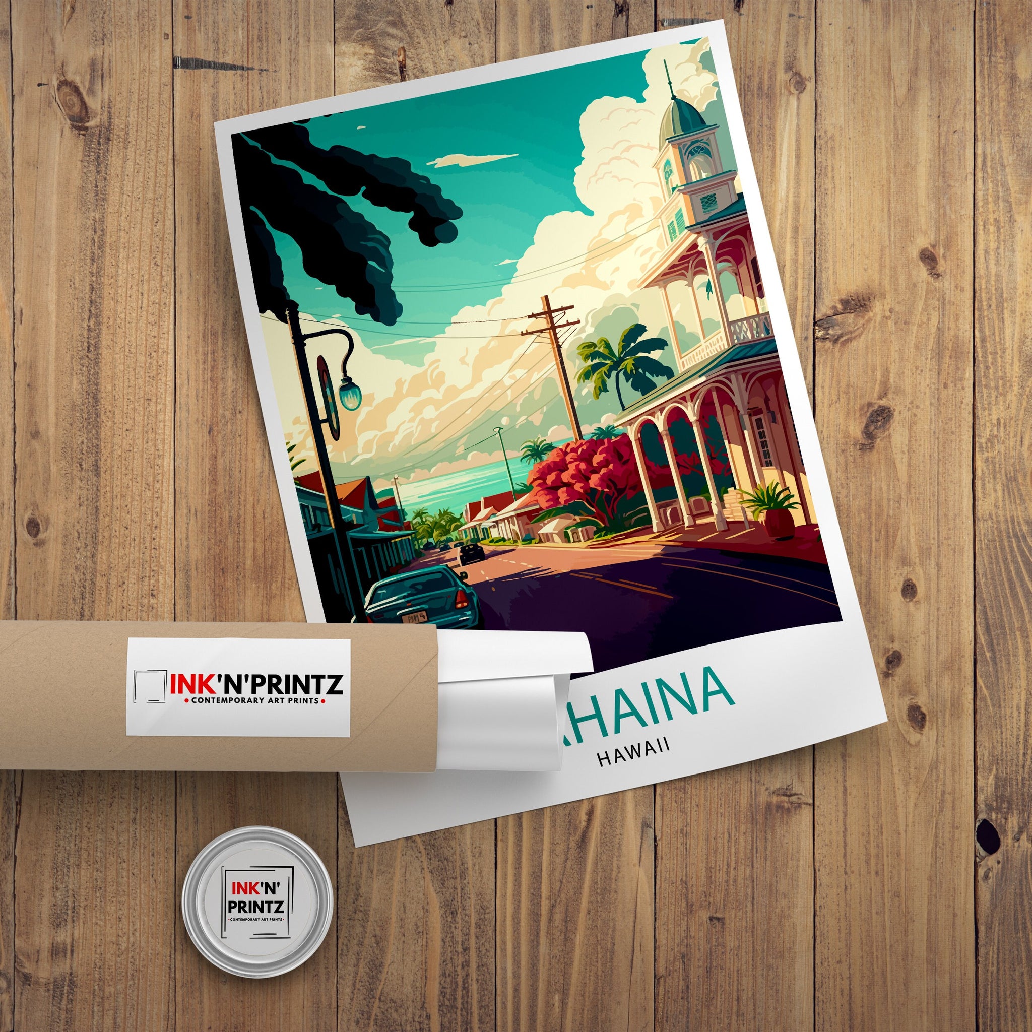 Lahaina Hawaii Travel Print Lahaina Wall Decor Hawaii Illustration Lahaina Maui Travel Poster Lahaina Hawaii Gift Hawaii Home Decor