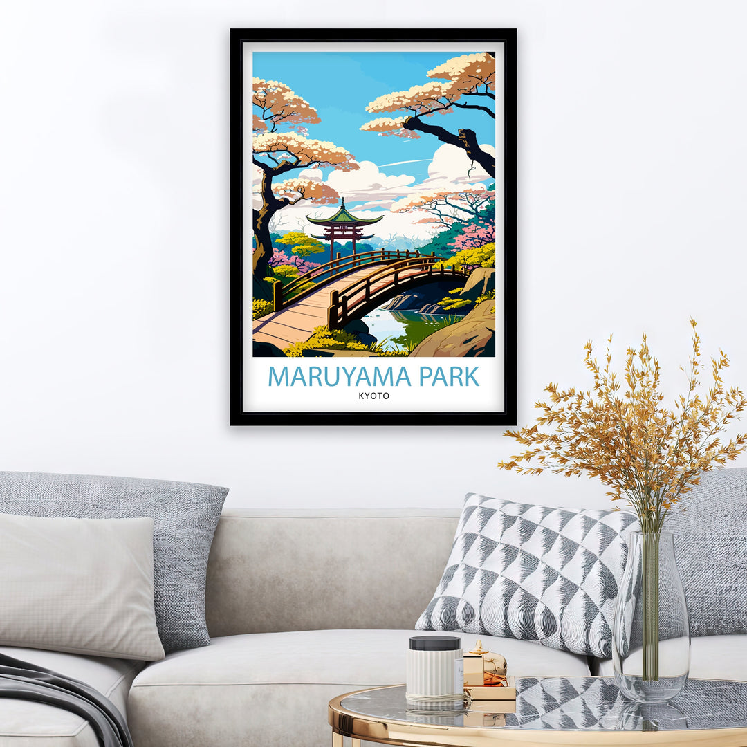 Maruyama Park Kyoto Travel Poster Kyoto Wall Art Japan Poster Maruyama Park Illustration Travel Poster Japan Home DecorGift for Kyoto Lovers