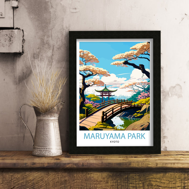 Maruyama Park Kyoto Travel Poster Kyoto Wall Art Japan Poster Maruyama Park Illustration Travel Poster Japan Home DecorGift for Kyoto Lovers