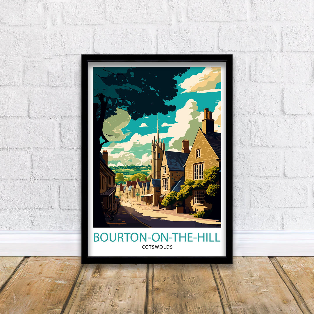 Bourton on the Hill Travel Poster Cotswolds Wall Art Bourton on the Hill Home Decor England Illustration Travel Poster Gift For Travelers