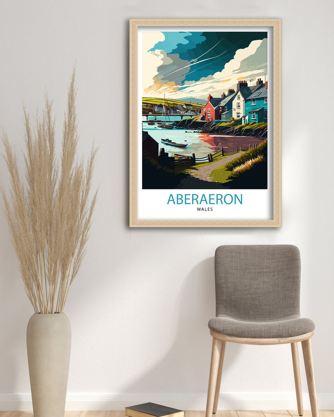 Aberaeron Wales Travel Poster , Aberaeron Wall Art Wales Travel Poster Welsh Coastal Town, Aberaeron Illustration Wales Home Decor