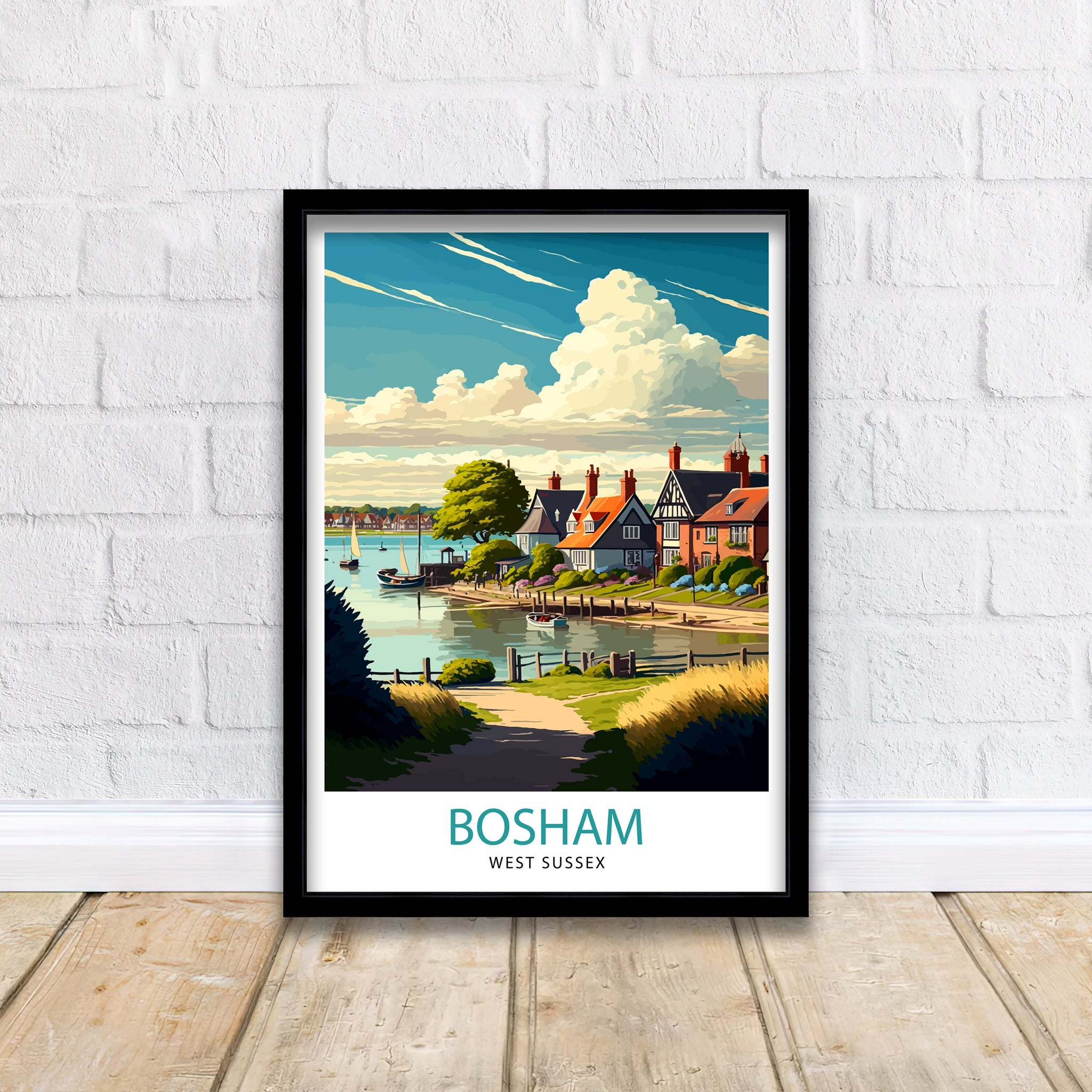 Bosham West Sussex Illustration Print, Seaside Home Decor