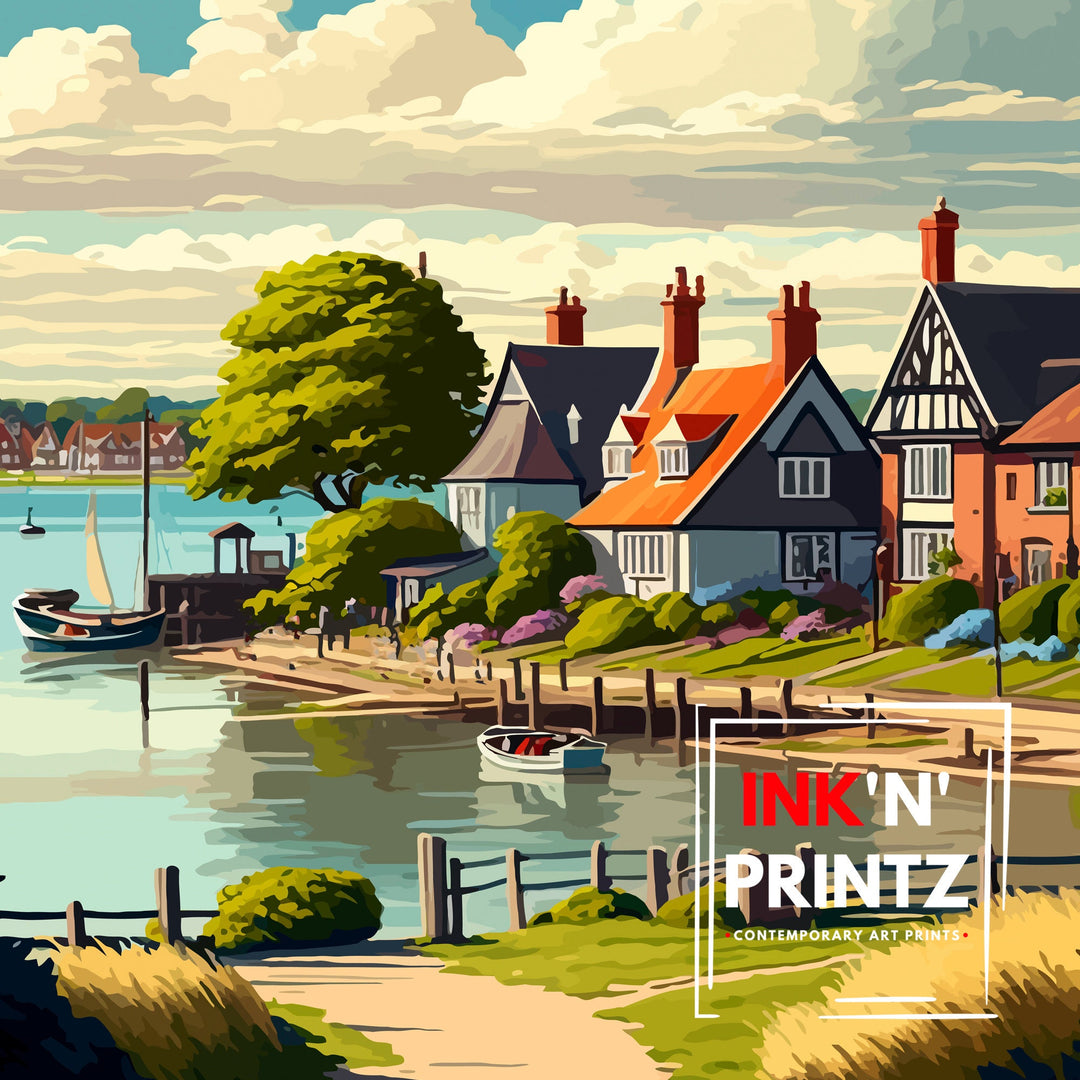 Bosham West Sussex Travel Poster Bosham Wall Art Bosham Illustration Travel Poster Gift West Sussex Home Decor