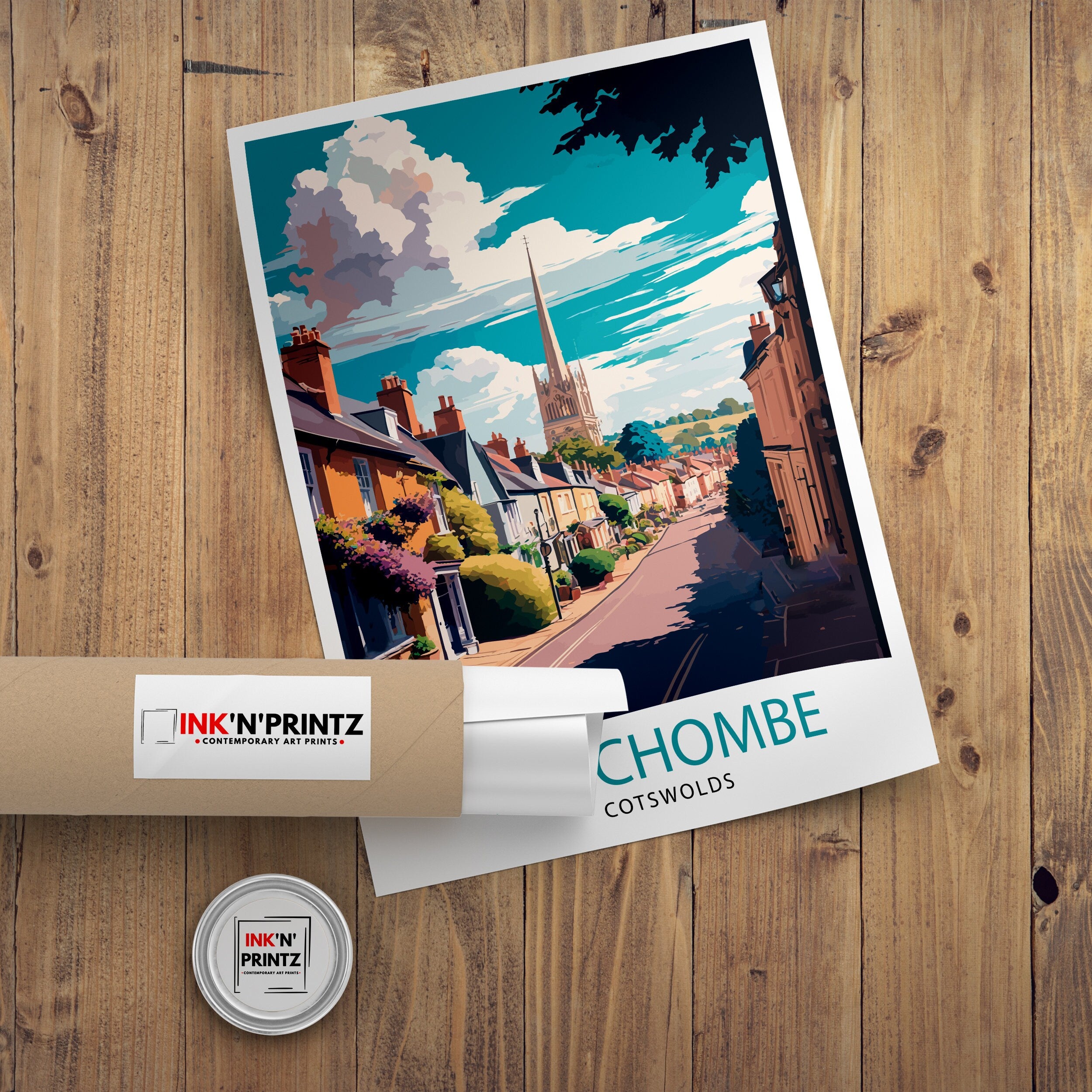 Stow on the Wold Illustration Print, England Travel Poster