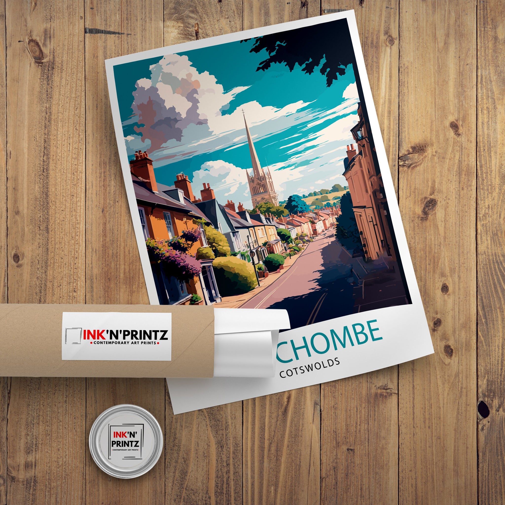 Stow on the Wold Illustration Print, England Travel Poster