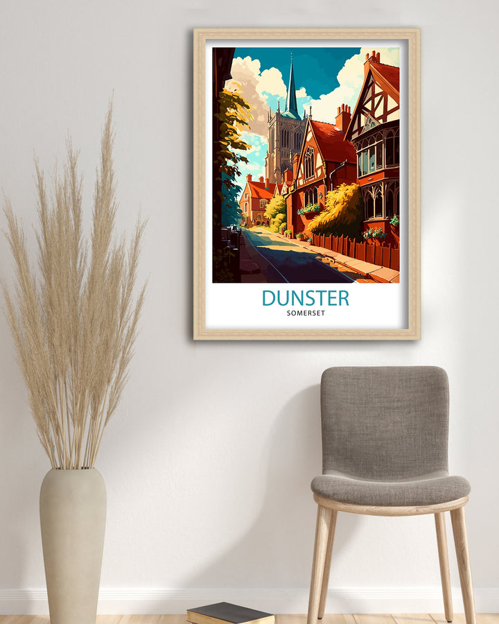 Dunster Somerset Travel Poster , Dunster