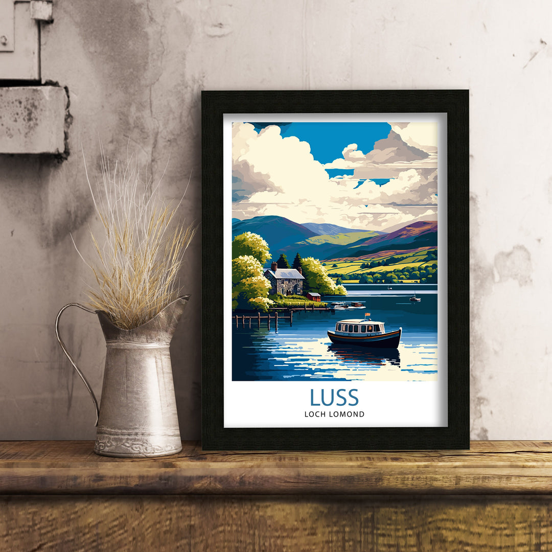 Luss Loch Lomond Travel Poster Scotland Wall Art Scottish Home Decor Travel Poster Scotland Landscape Illustration Gift For Scotland Lovers