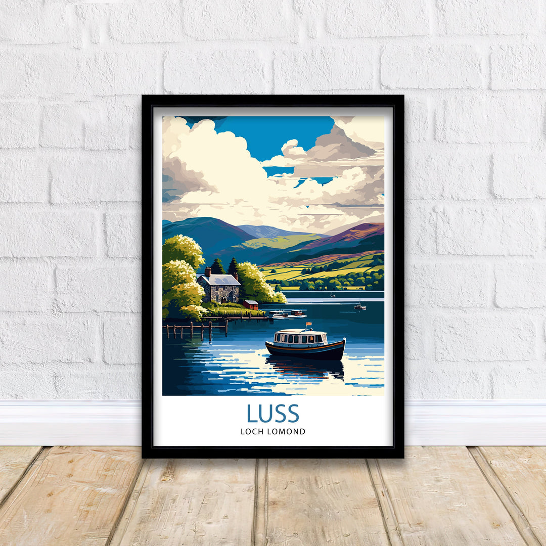 Luss Loch Lomond Travel Poster Scotland Wall Art Scottish Home Decor Travel Poster Scotland Landscape Illustration Gift For Scotland Lovers