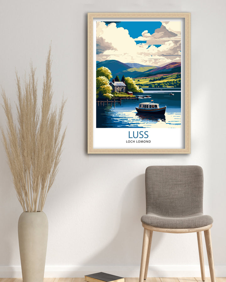 Luss Loch Lomond Travel Poster Scotland Wall Art Scottish Home Decor Travel Poster Scotland Landscape Illustration Gift For Scotland Lovers