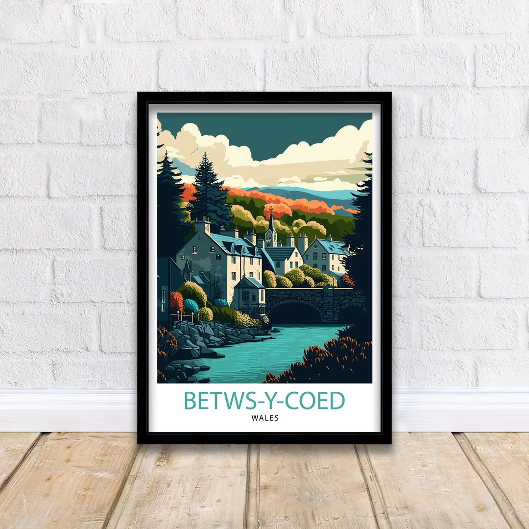 Betws-y-Coed Travel Poster Wales Wall Art Betws-y-Coed Illustration Wales Poster Travel Gift for Wales Betws-y-Coed Home Decor