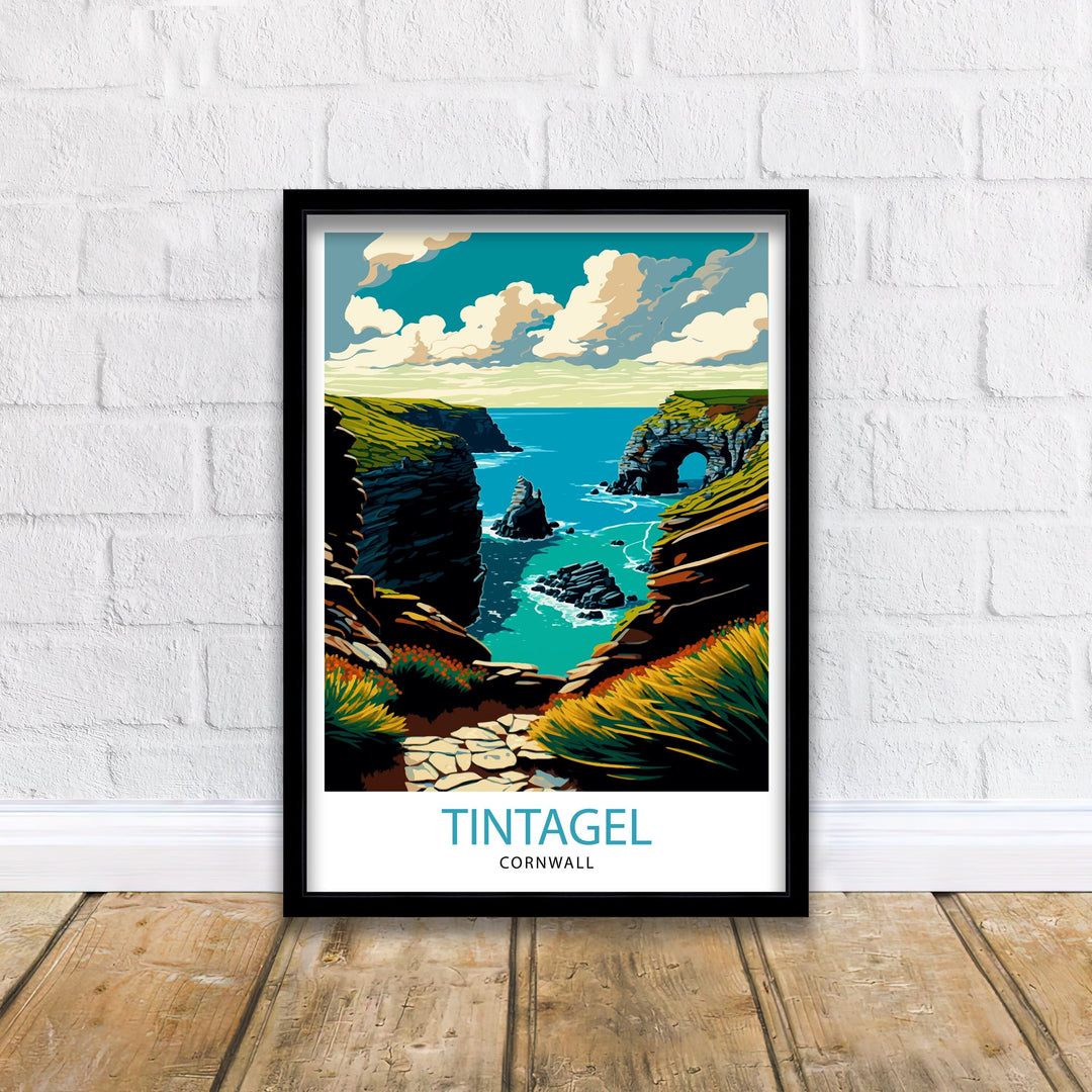 Tintagel Cornwall Travel Poster Tintagel Wall Art Tintagel Home Decor Cornwall Illustration Travel Poster Gift For Cornwall UK Home Decor