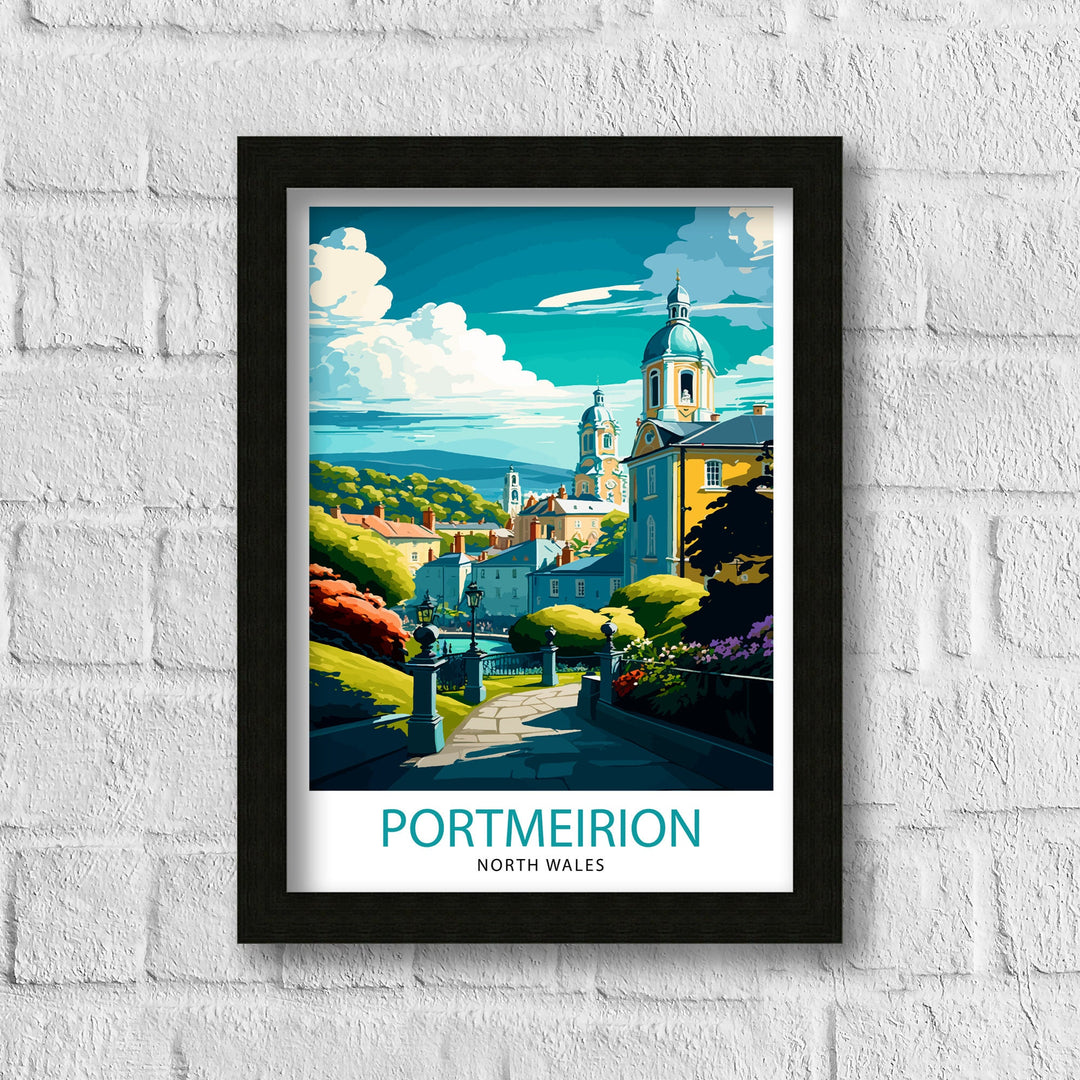 Portmeirion Wales Travel Poster