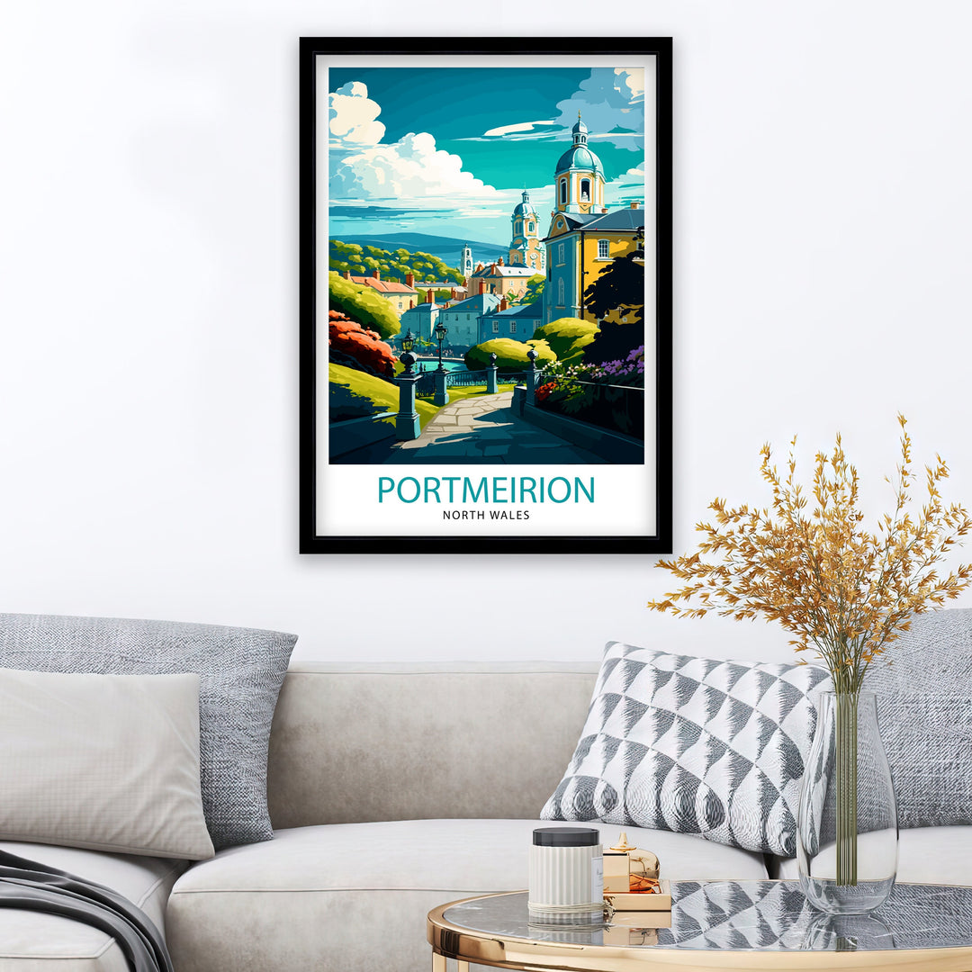 Portmeirion Wales Travel Poster