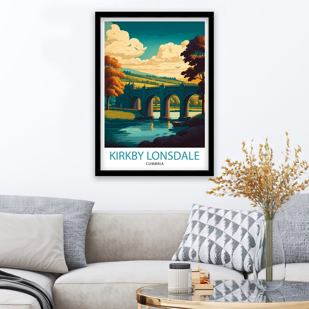 Kirkby Lonsdale Travel Poster Wall Art for Home and Office Decor Illustration of Kirkby Lonsdale Perfect Souvenir Gift for Travelers