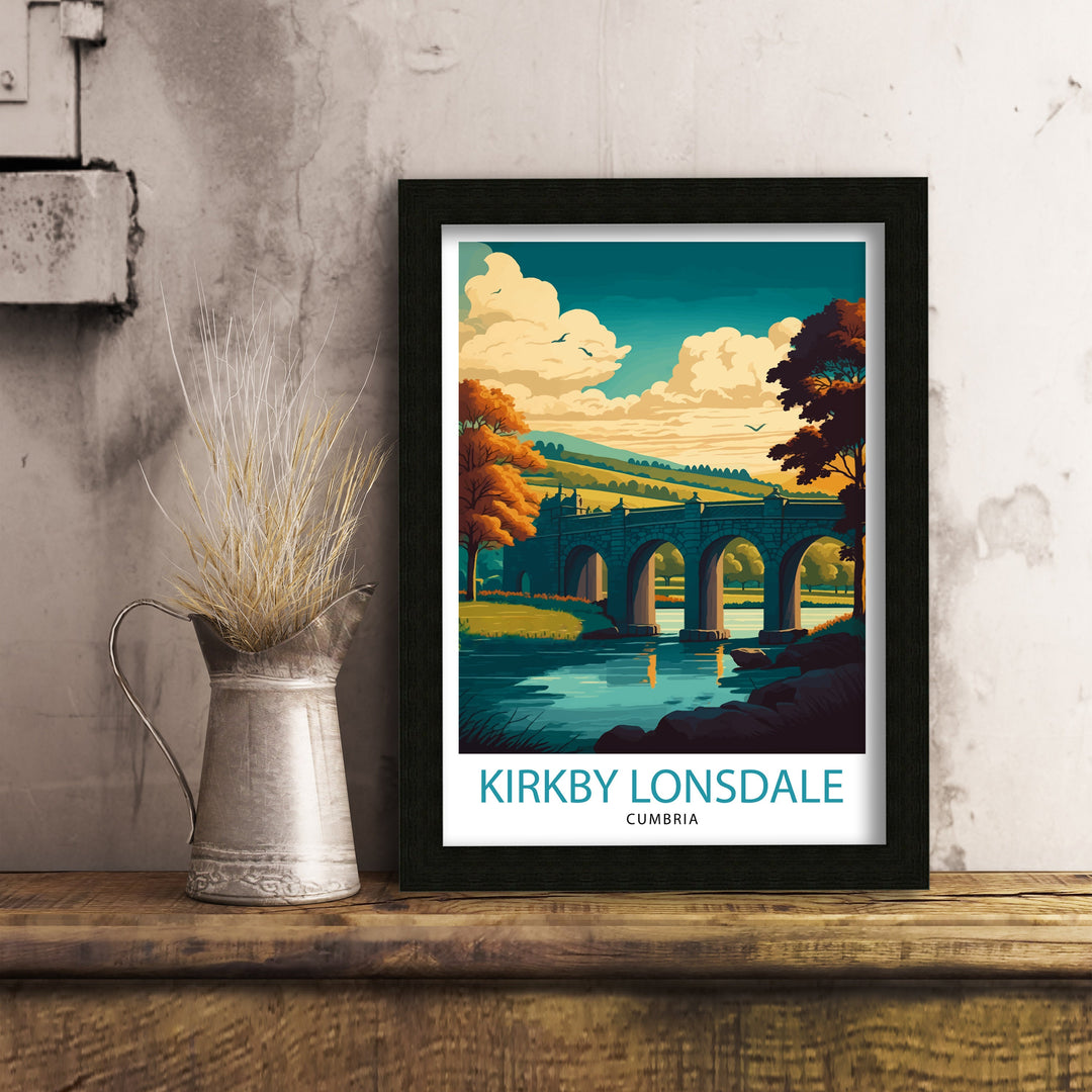 Kirkby Lonsdale Travel Poster Wall Art for Home and Office Decor Illustration of Kirkby Lonsdale Perfect Souvenir Gift for Travelers