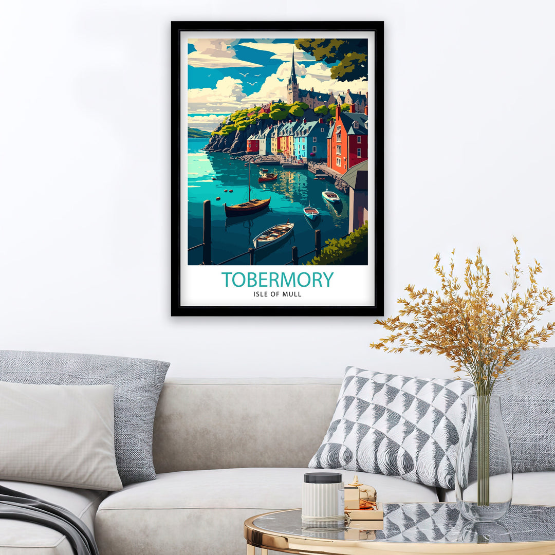 Tobermory Isle of Mull Travel Poster Scotland Wall Art Isle of Mull Illustration Travel Poster Tobermory Gift Scotland Home Decor