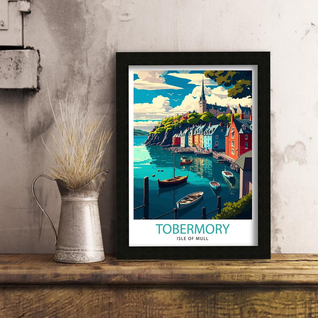 Tobermory Isle of Mull Travel Poster Scotland Wall Art Isle of Mull Illustration Travel Poster Tobermory Gift Scotland Home Decor