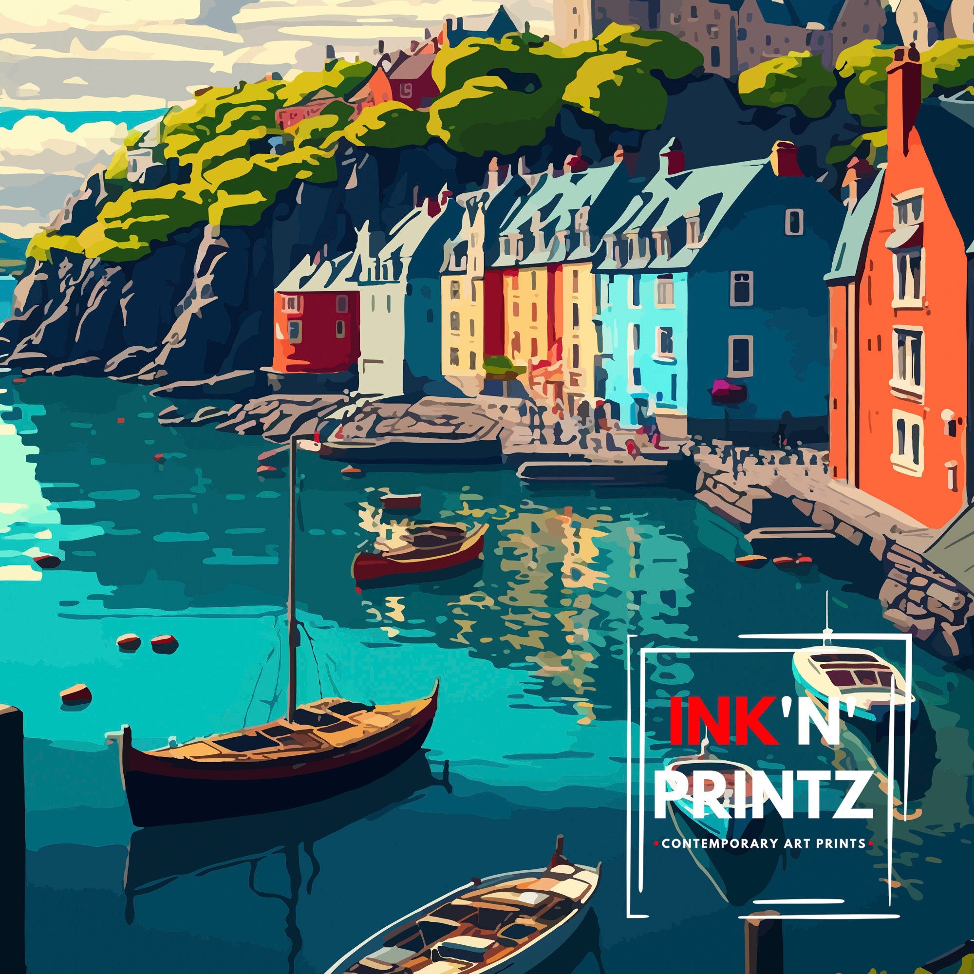 Tobermory Isle of Mull Print, Colorful Scotland Travel Poster