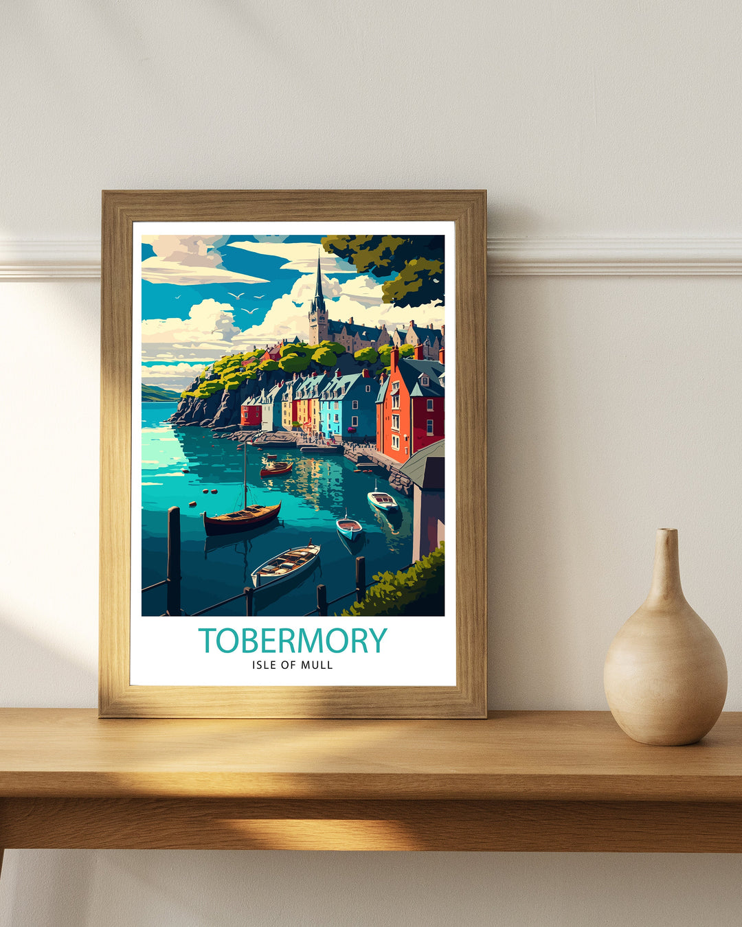 Tobermory Isle of Mull Travel Poster Scotland Wall Art Isle of Mull Illustration Travel Poster Tobermory Gift Scotland Home Decor