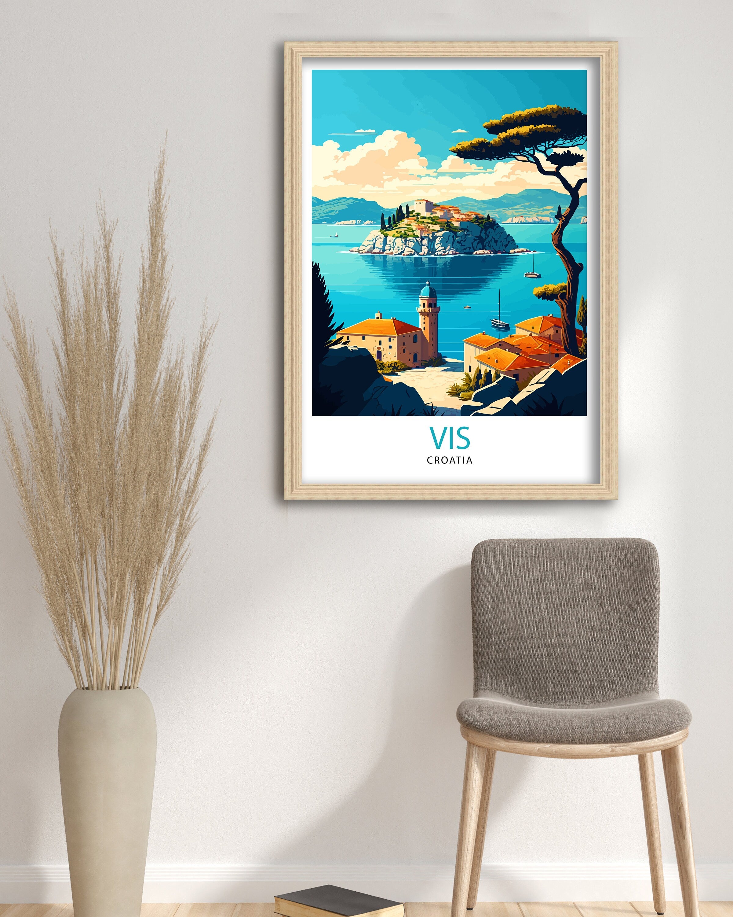 Vis Island Croatia Travel Poster, Adriatic Sea Print