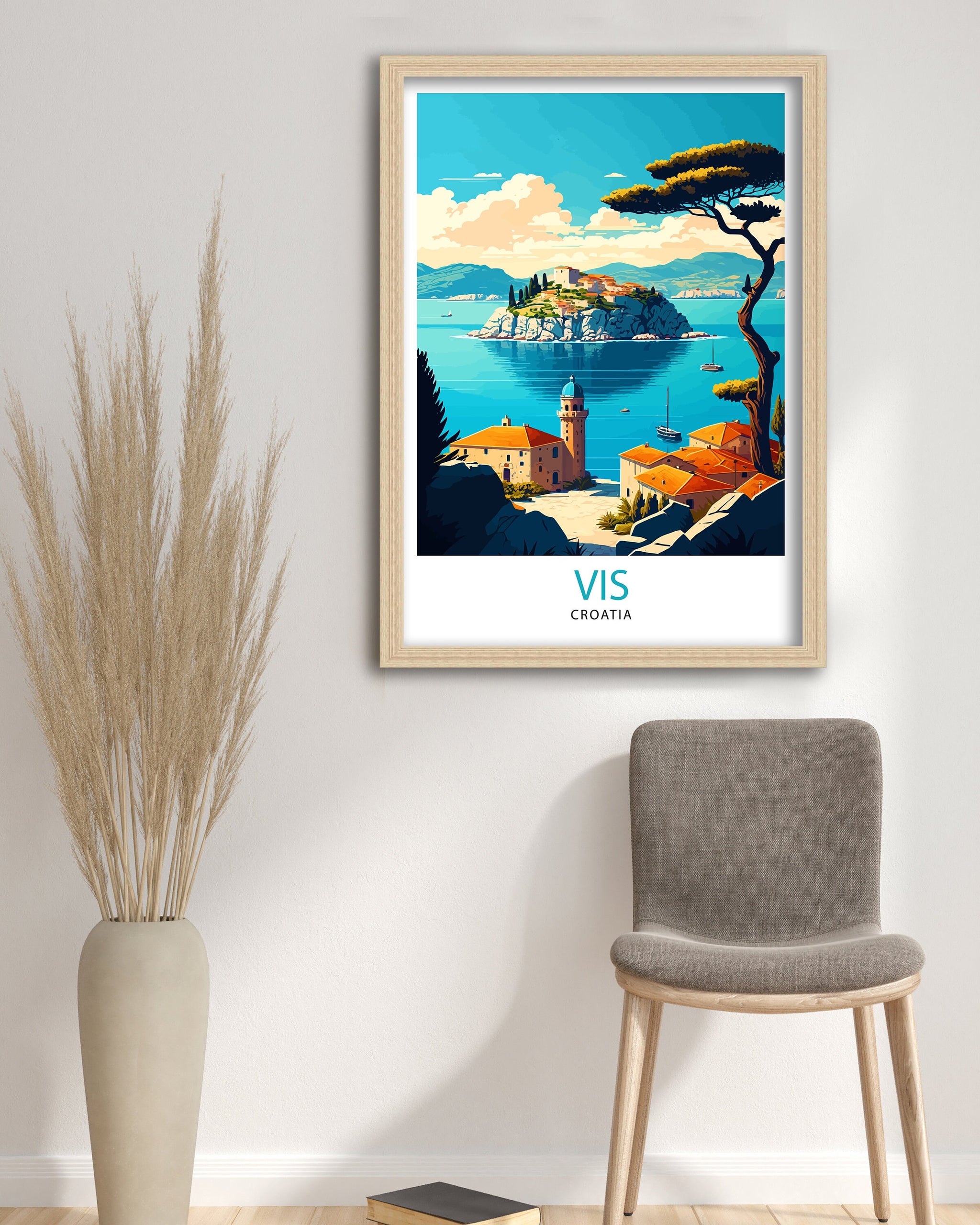 Vis Island Croatia Travel Poster, Adriatic Sea Print