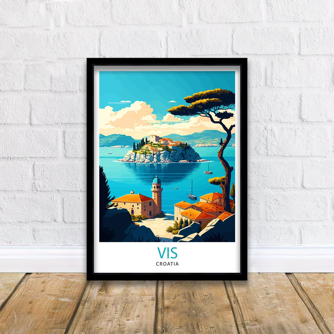 Vis Croatia Travel Poster Vis Island Wall Art Vis Croatia Home Decor Travel Poster Croatia Poster Gift For Travelers