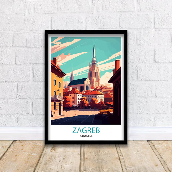 Zagreb Travel Poster Zagreb Wall Art Zagreb Home Decor Zagreb Illustration Croatia Travel Poster Gift For Travelers Europe Wall Art