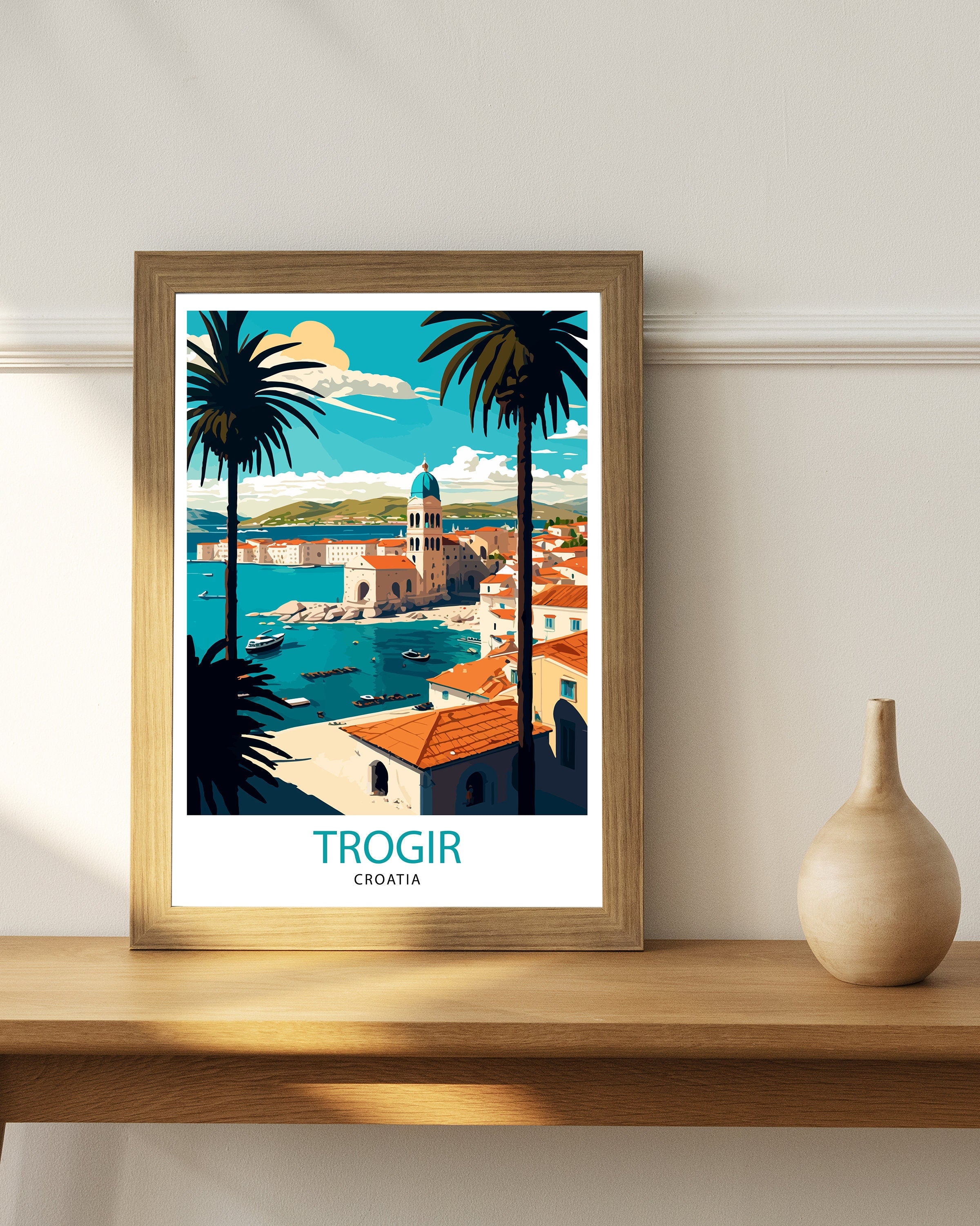 Trogir Croatia Travel Print, Ancient City Illustration