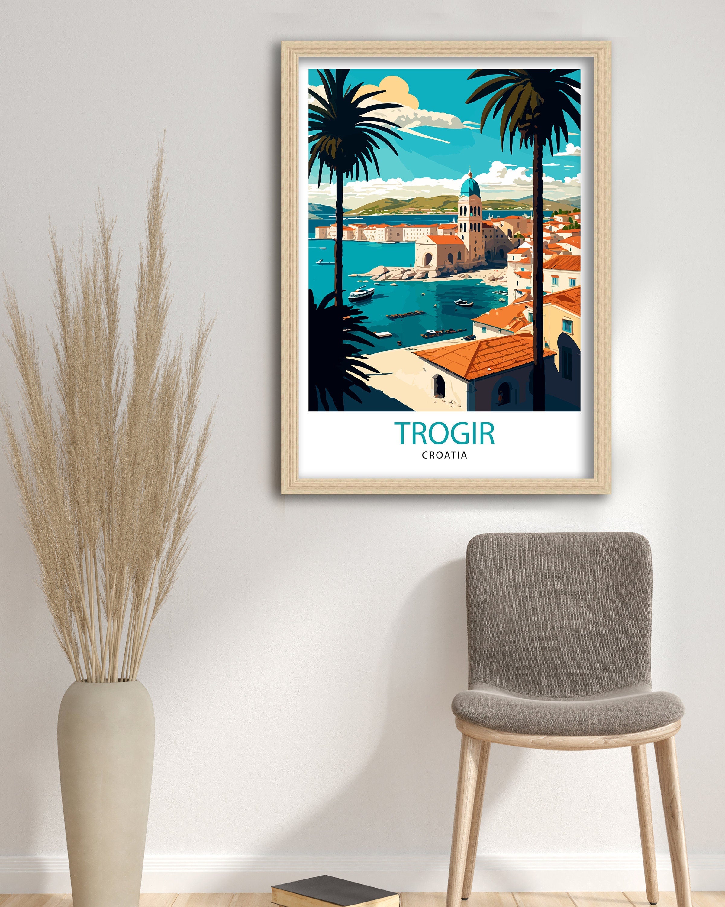 Trogir Croatia Travel Print, Ancient City Illustration