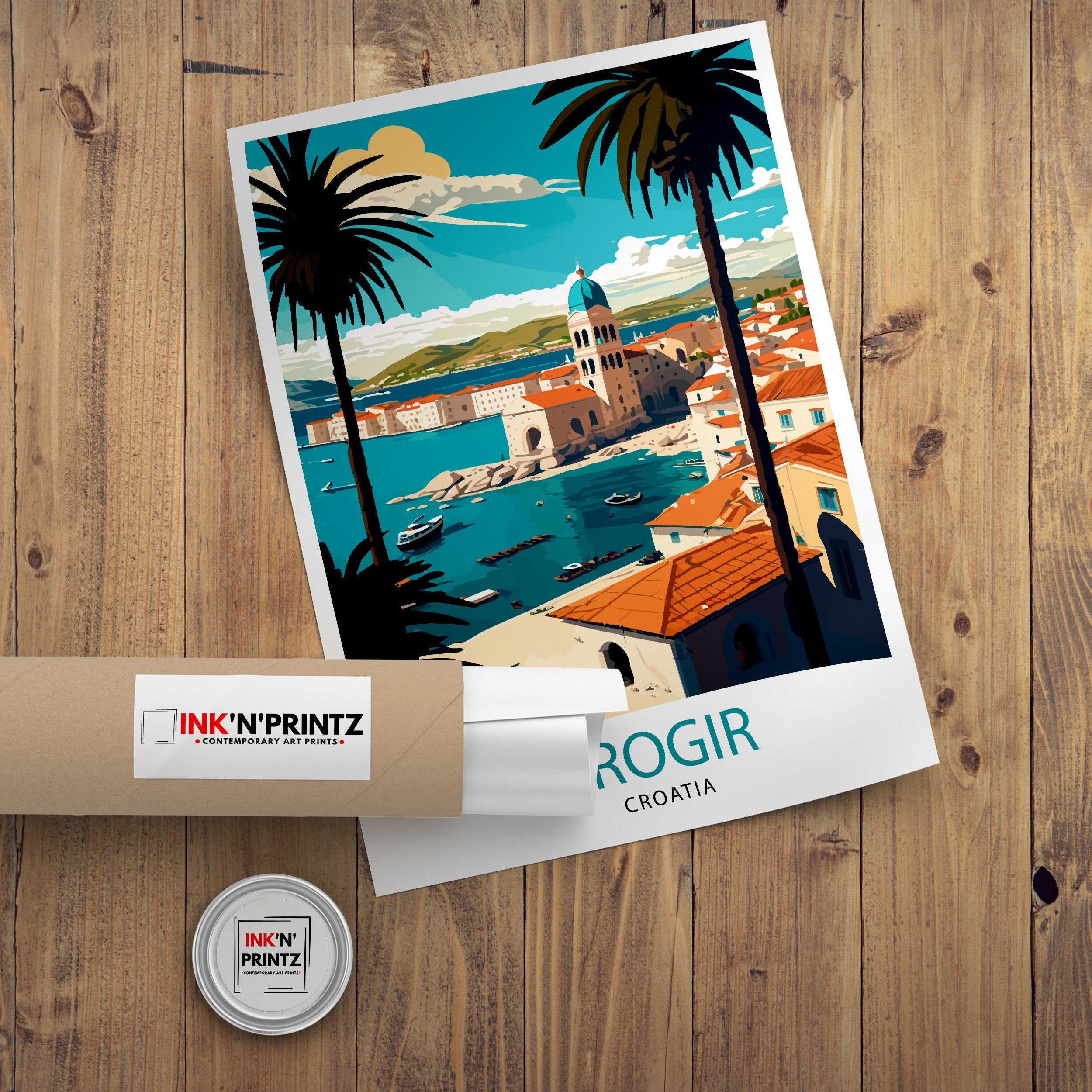 Trogir Croatia Travel Print, Ancient City Illustration