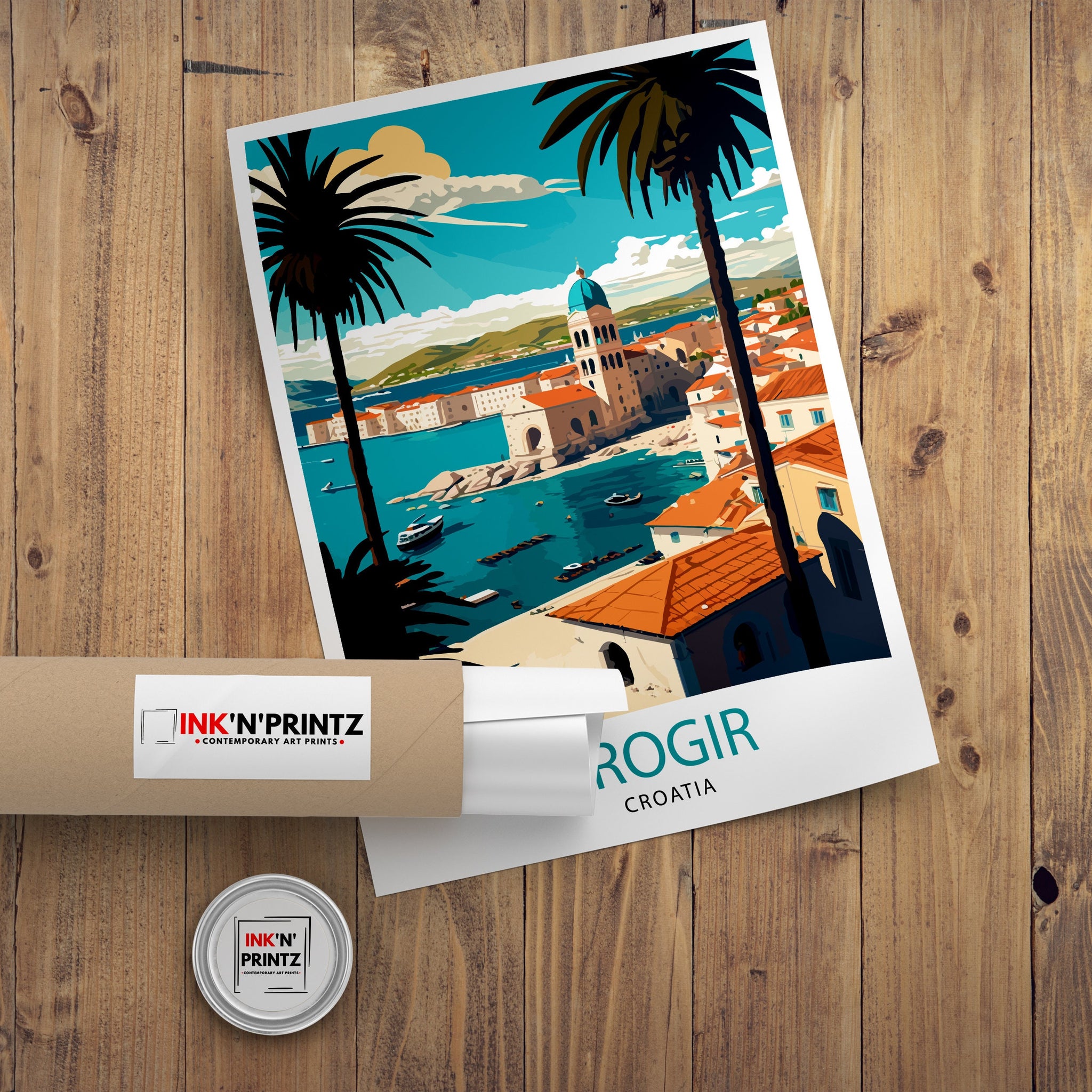 Trogir Croatia Travel Print, Ancient City Illustration