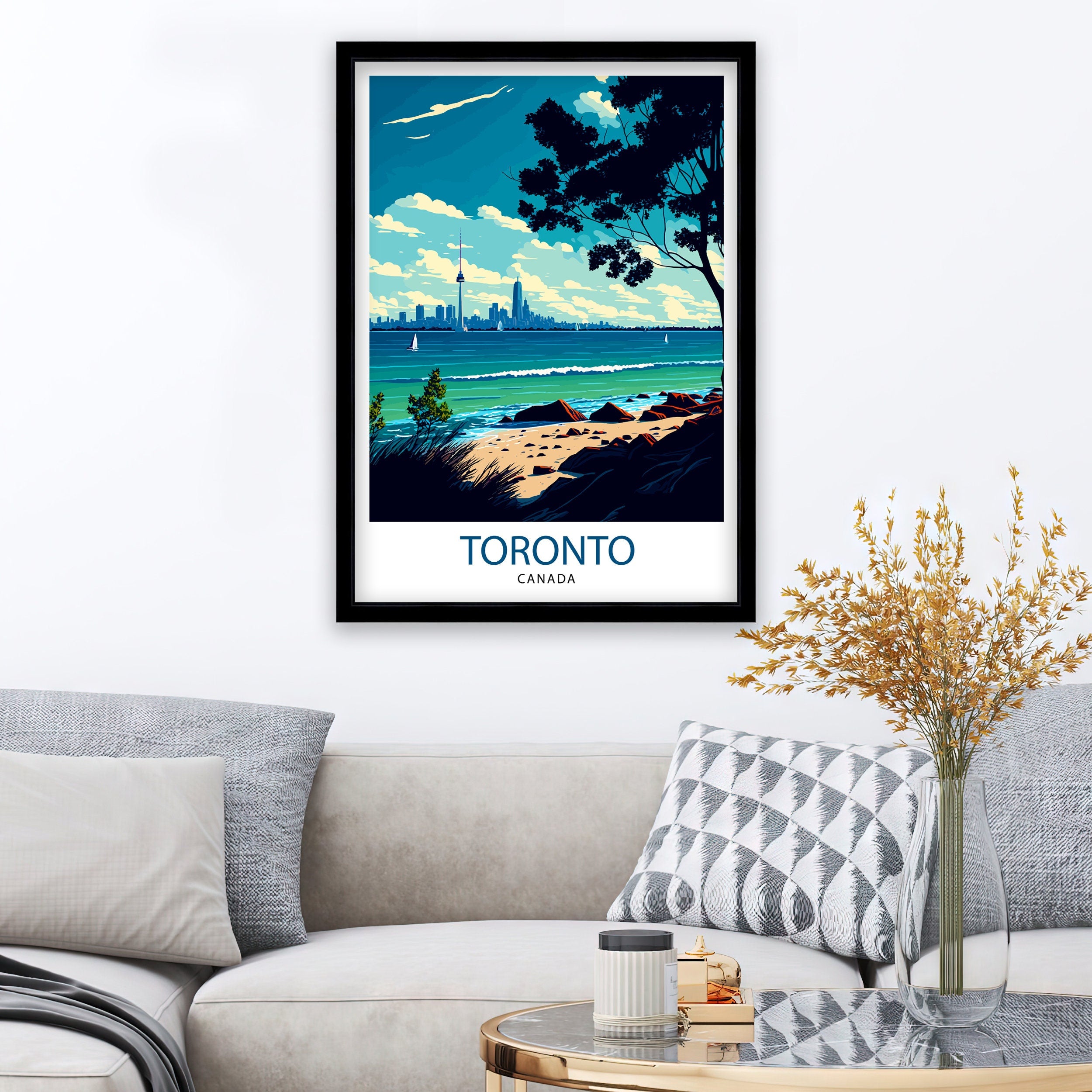 Toronto Skyline Travel Poster | Colorful Cityscape Wall Art