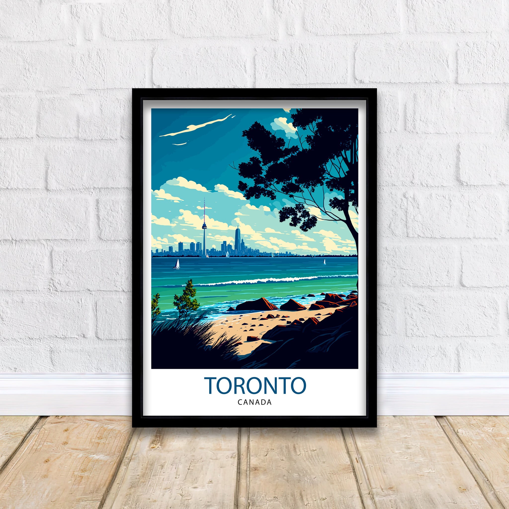 Toronto Skyline Travel Poster | Colorful Cityscape Wall Art