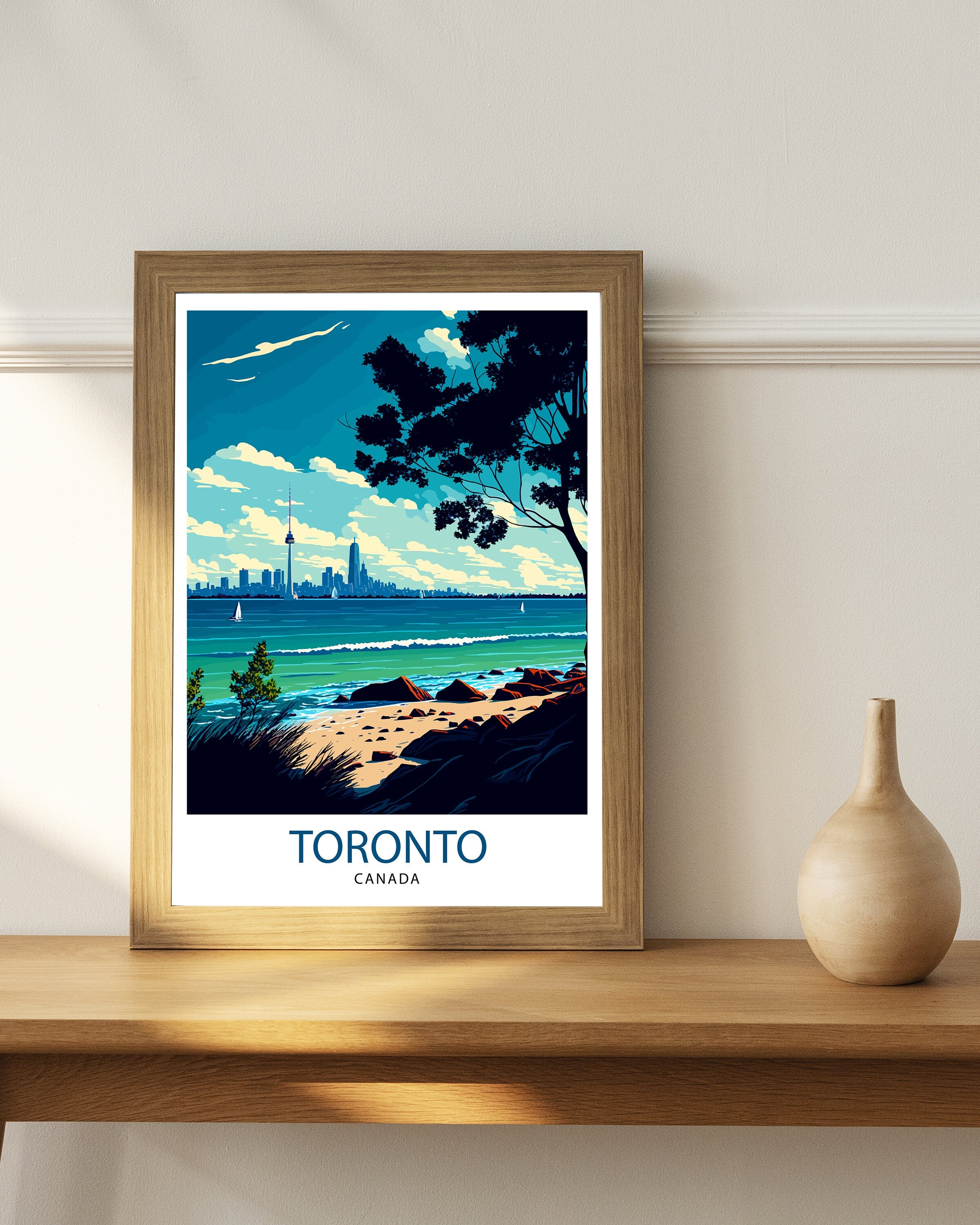 Toronto Skyline Travel Poster | Colorful Cityscape Wall Art