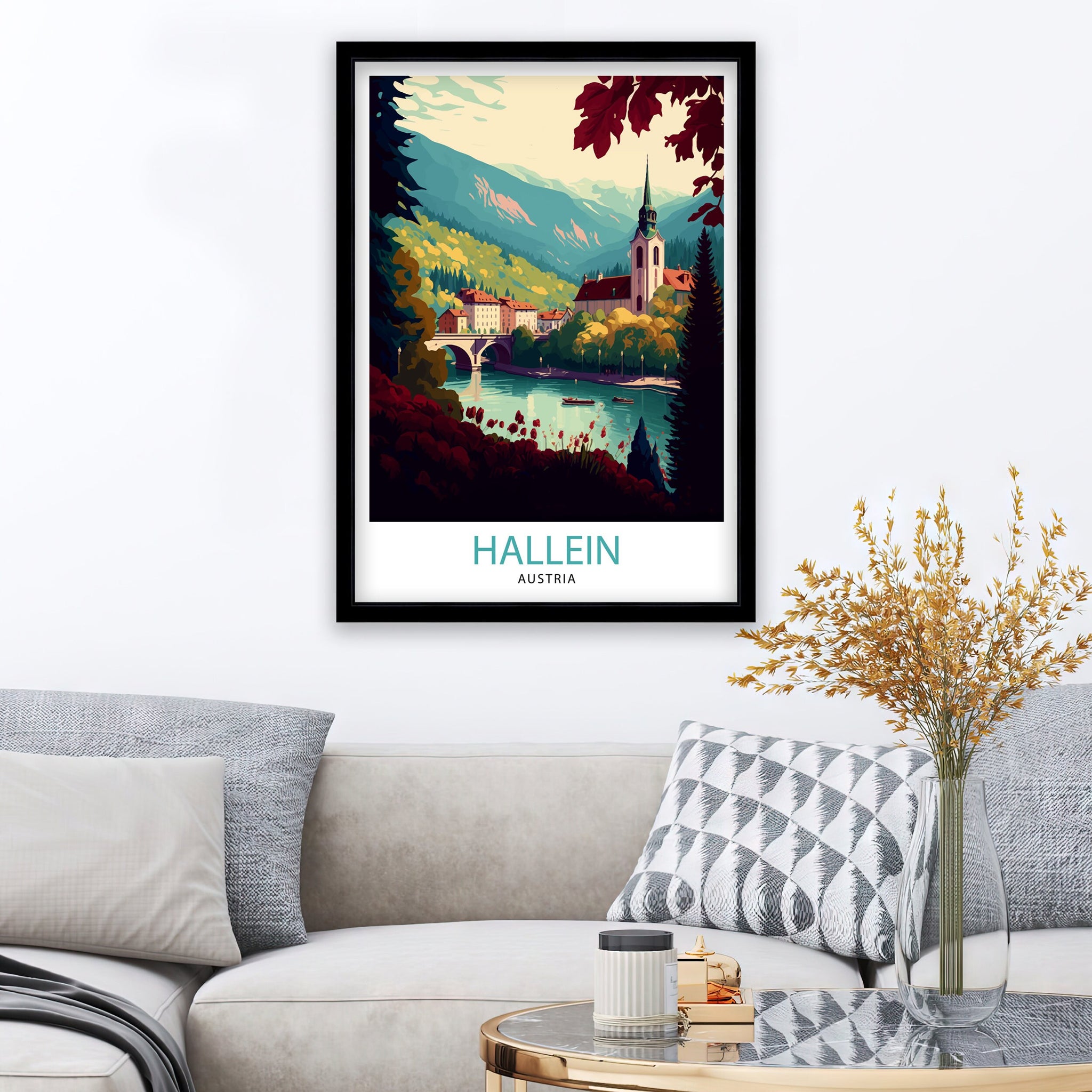 Hallein Austria Travel Print Hallein Wall Decor Hallein Home Living Decor Hallein Illustration Travel Poster Gift For Austria Home Decor