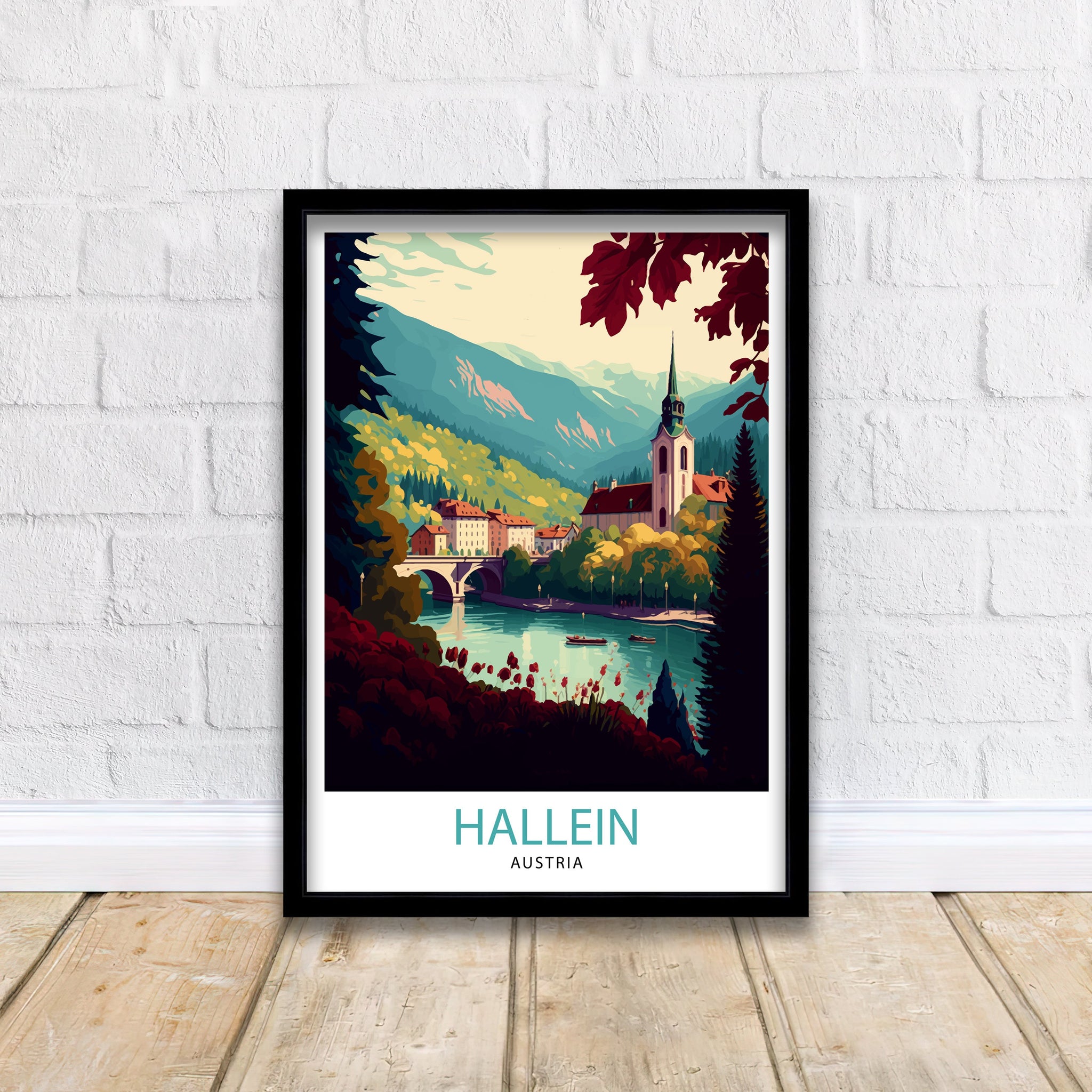 Hallein Austria Travel Print Hallein Wall Decor Hallein Home Living Decor Hallein Illustration Travel Poster Gift For Austria Home Decor