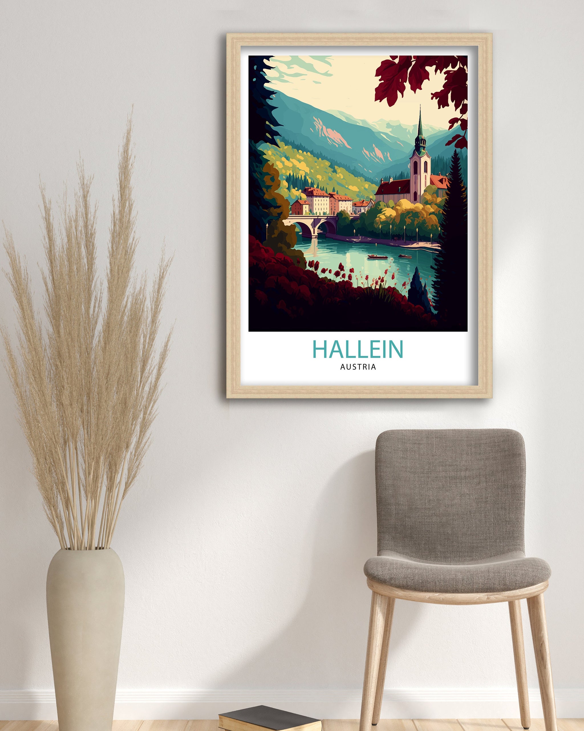 Hallein Austria Travel Print Hallein Wall Decor Hallein Home Living Decor Hallein Illustration Travel Poster Gift For Austria Home Decor