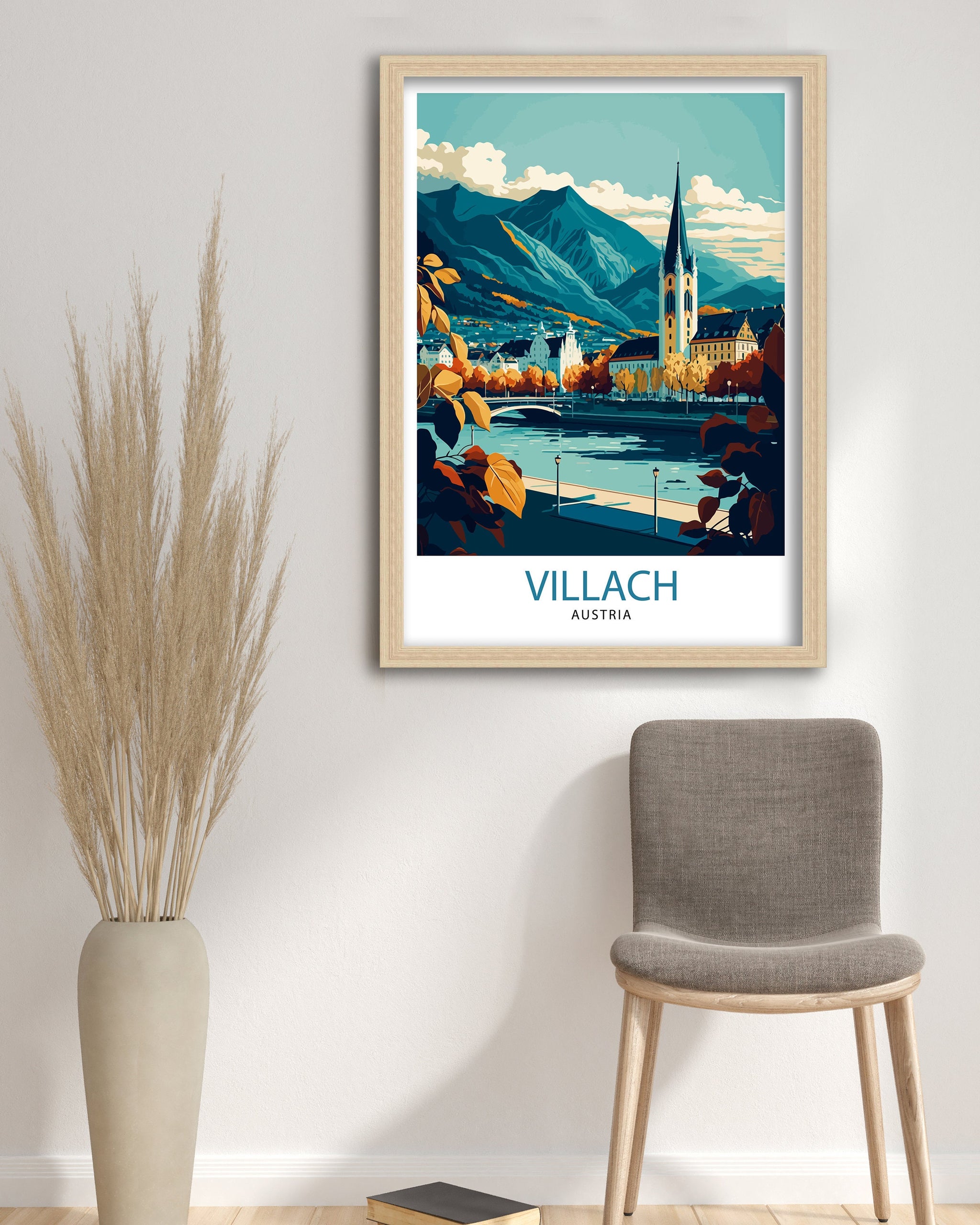 Villach Austria Travel Print Villach Wall Decor Villach Home Living Decor Villach Austria Illustration Travel Poster Gift for Villach