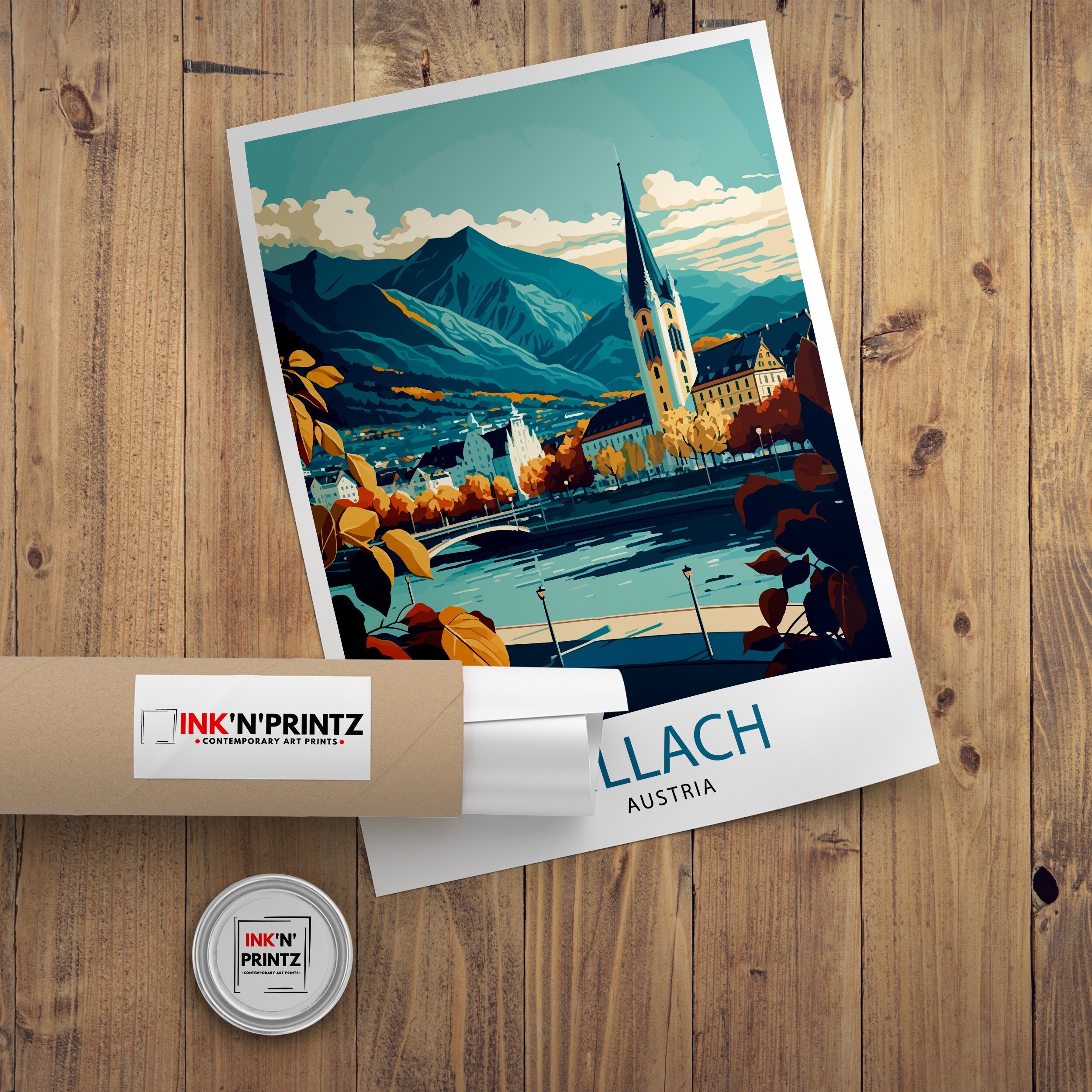 Villach Austria Travel Print Villach Wall Decor Villach Home Living Decor Villach Austria Illustration Travel Poster Gift for Villach