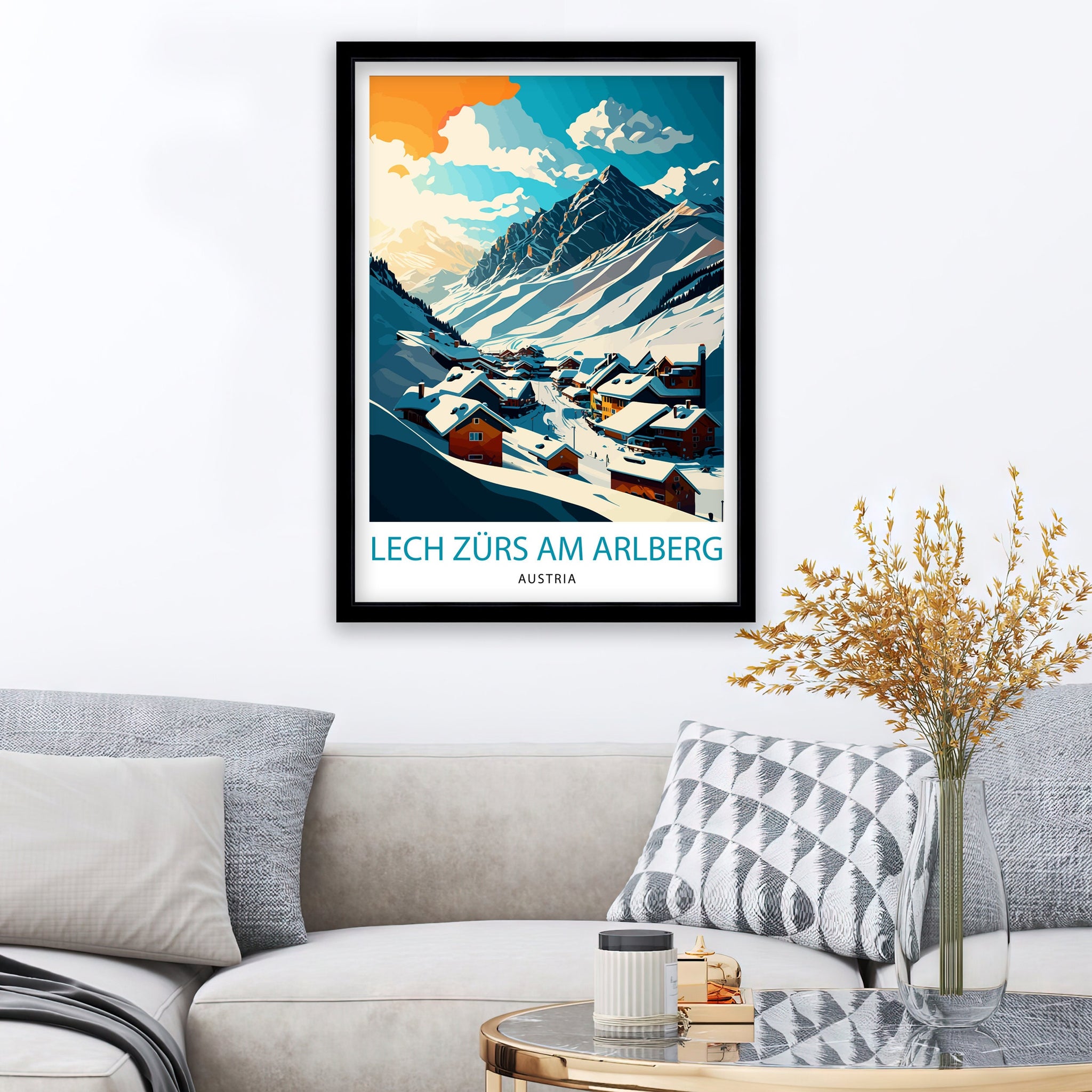 Lech Zurs Austria Travel Print, Skiing Poster