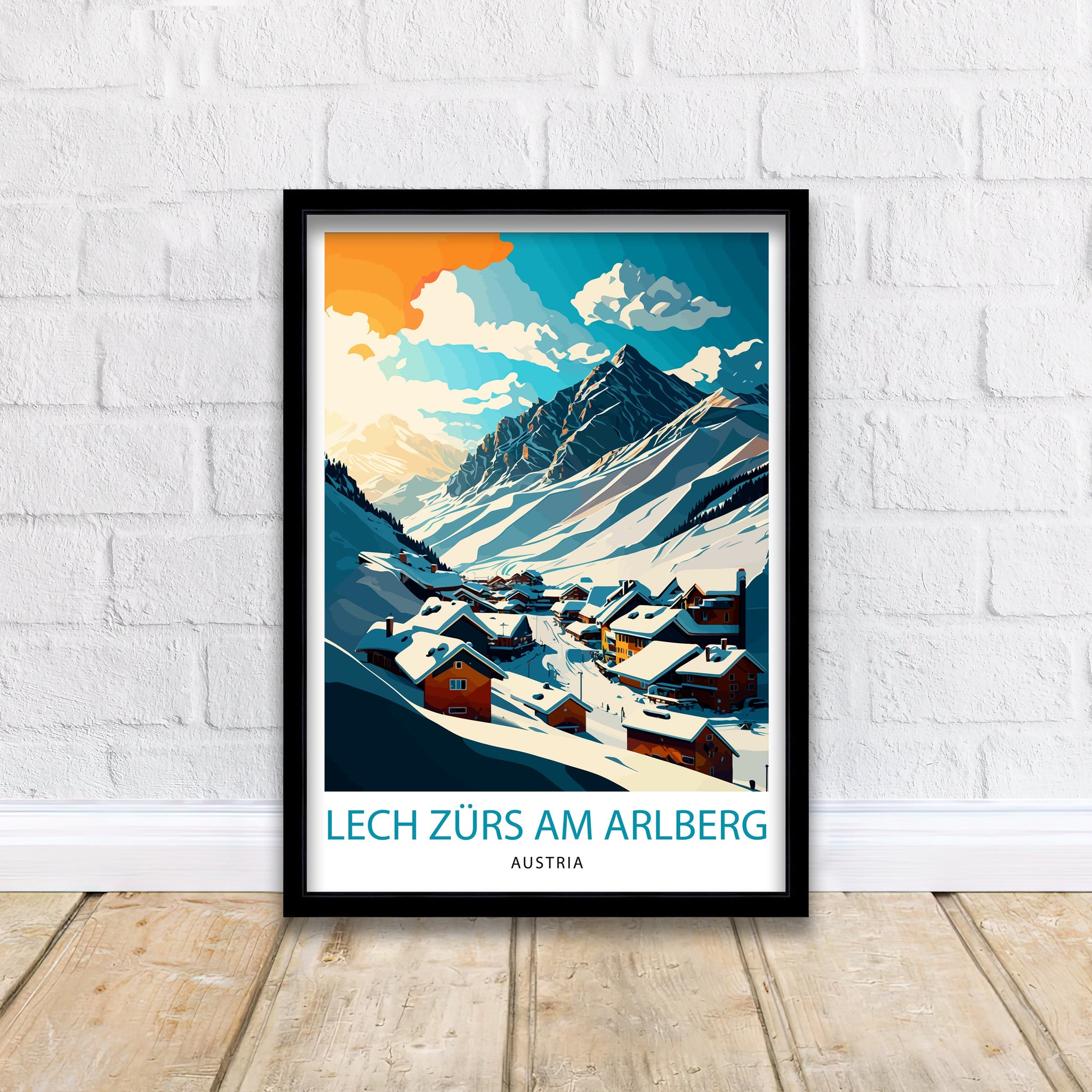 Lech Zurs Austria Travel Print, Skiing Poster